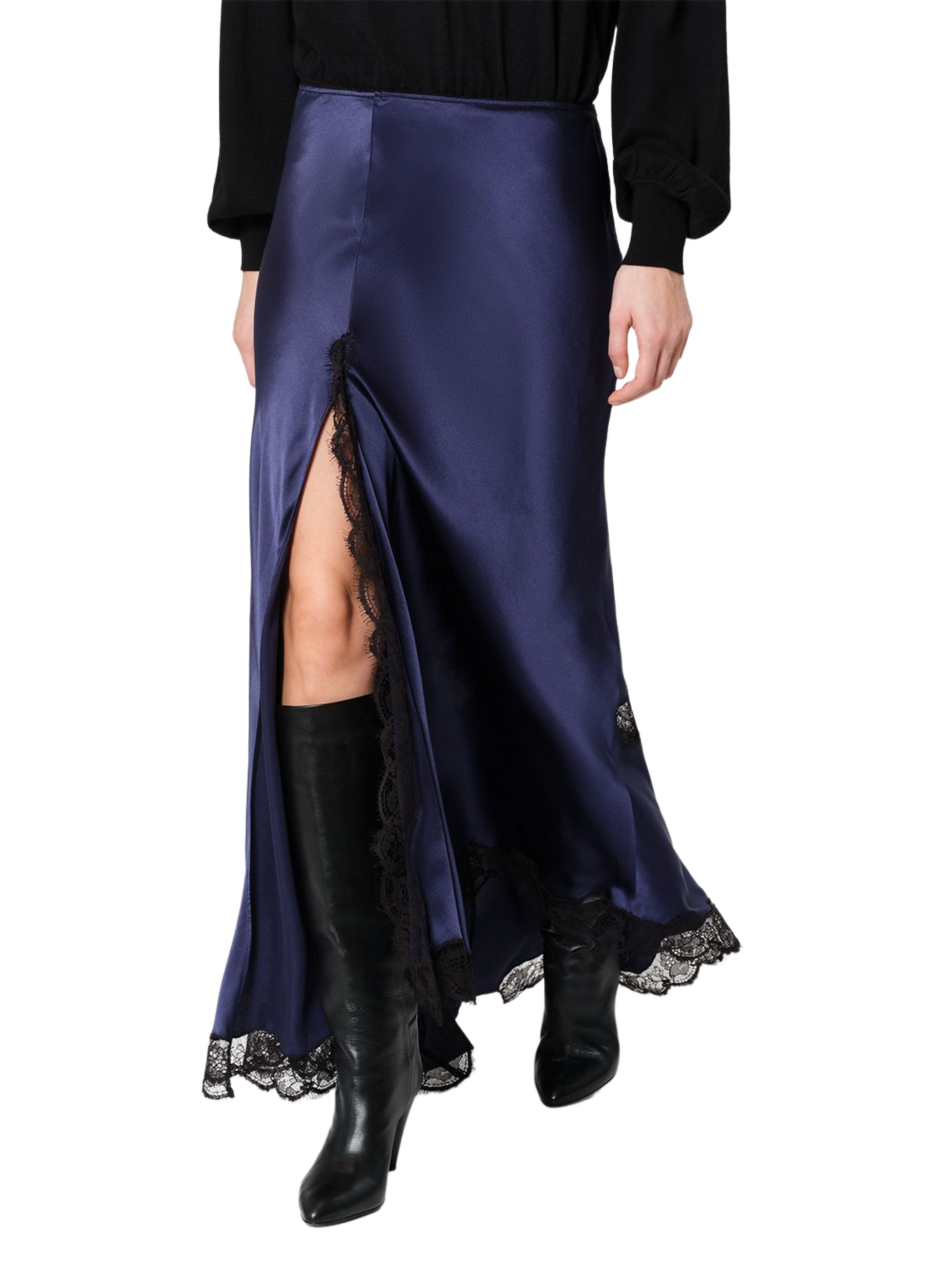Alexendra-Rock mit Spitzendetail aus Seide ISABEL MARANT Blau