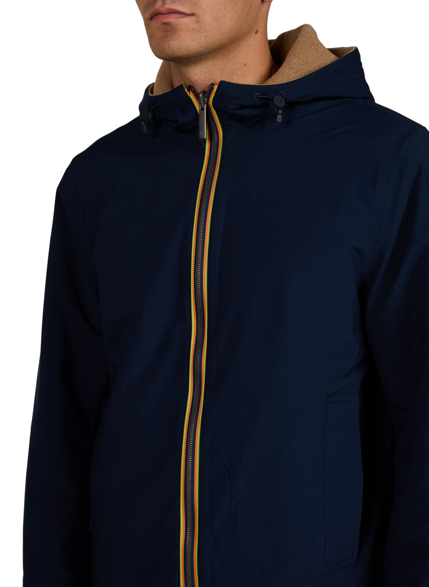 Reversible straight-cut jacket in a wool blend K-WAY Beige