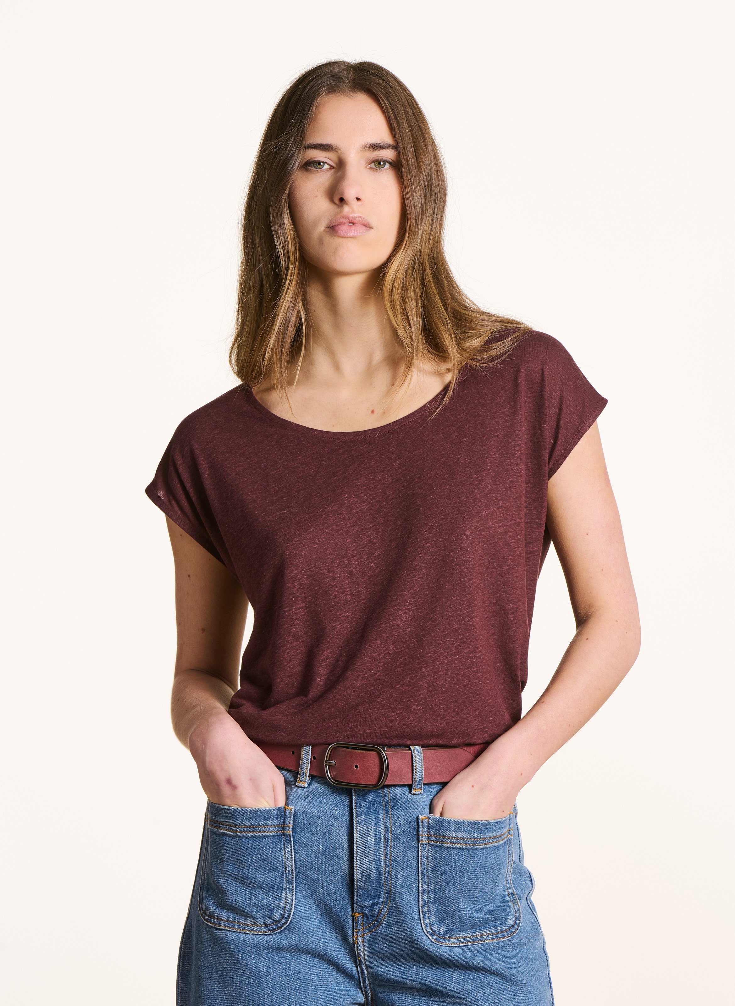 Oversized T-shirt met ronde hals LA FEE MARABOUTEE Bruin