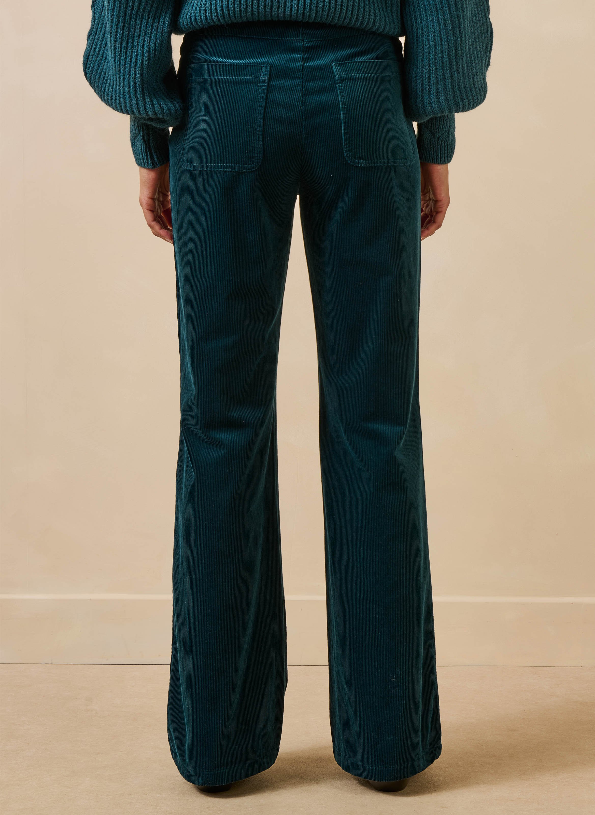 Wijde ribfluwelen broek van katoenmix LA FEE MARABOUTEE Blauw