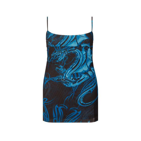 Miaou Mini Dress With Frill Finish In Blue