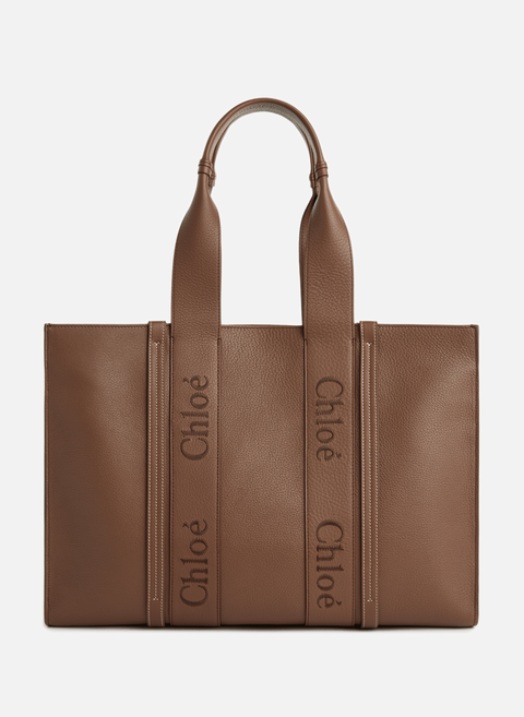 Woody leather tote bag BrownCHLOÉ 