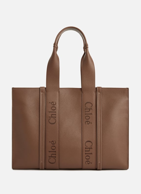 Woody leather tote bag Brown by CHLOÉ CHLOÉ Woody leather tote bag Brown
