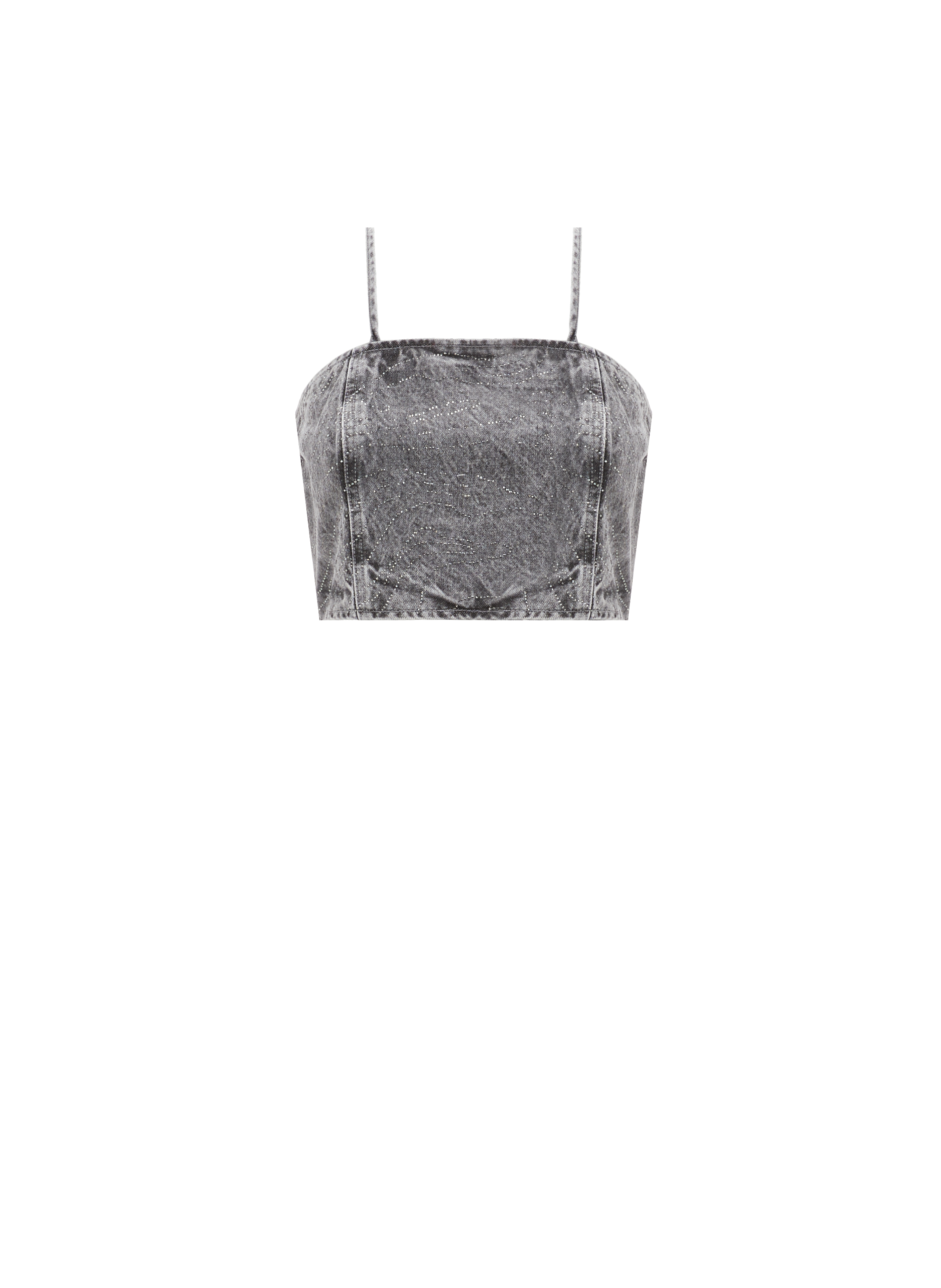 Top court en jean ROTATE Gris