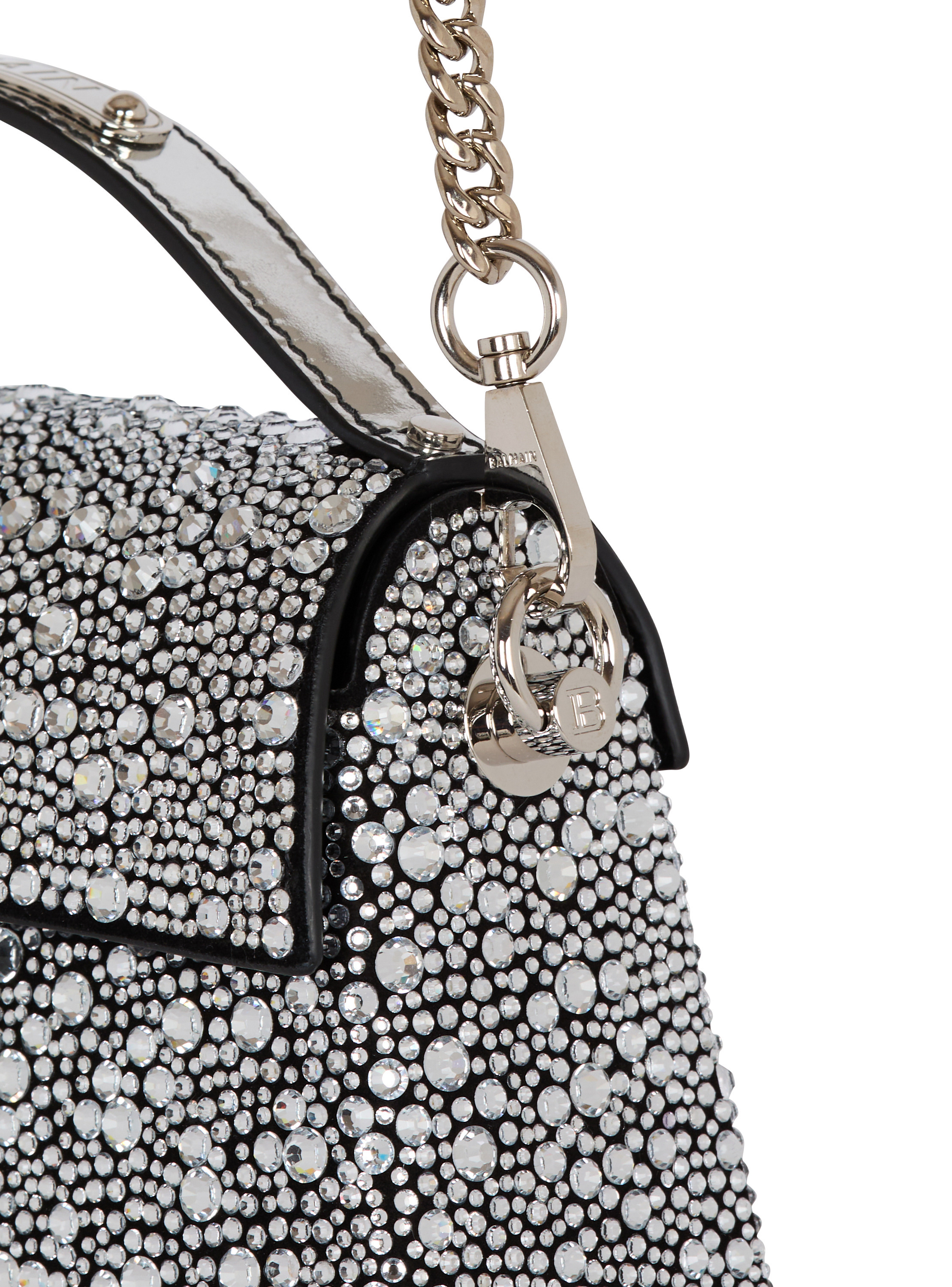 Sac b-buzz dynasty en cuir suédé et strass BALMAIN Argent