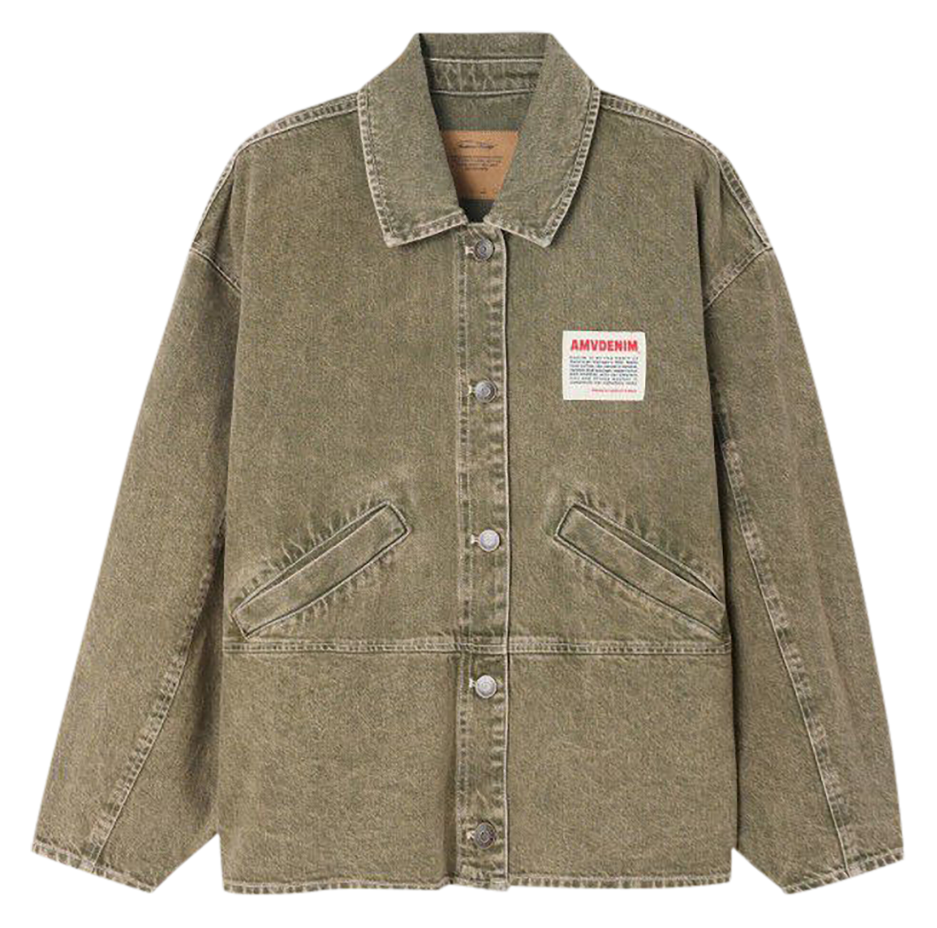Veste droite boutonnée en jean uzatown AMERICAN VINTAGE Vert