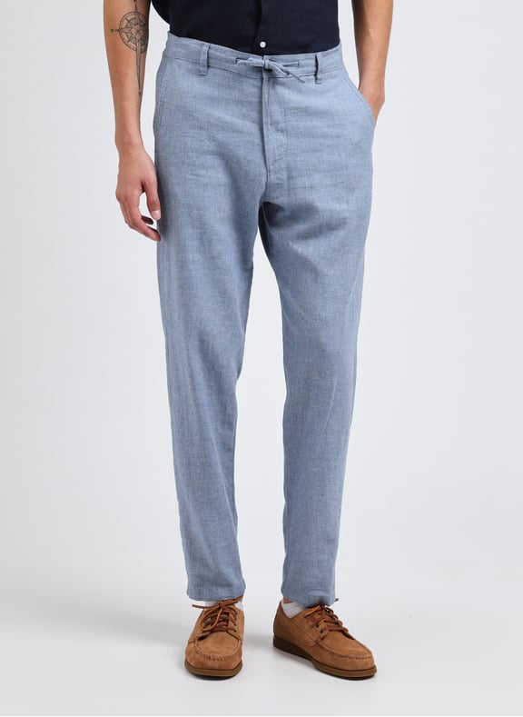 Slim and tapered linen blend trousers Blue by SELECTED SELECTED Slim and tapered linen blend trousers Blue