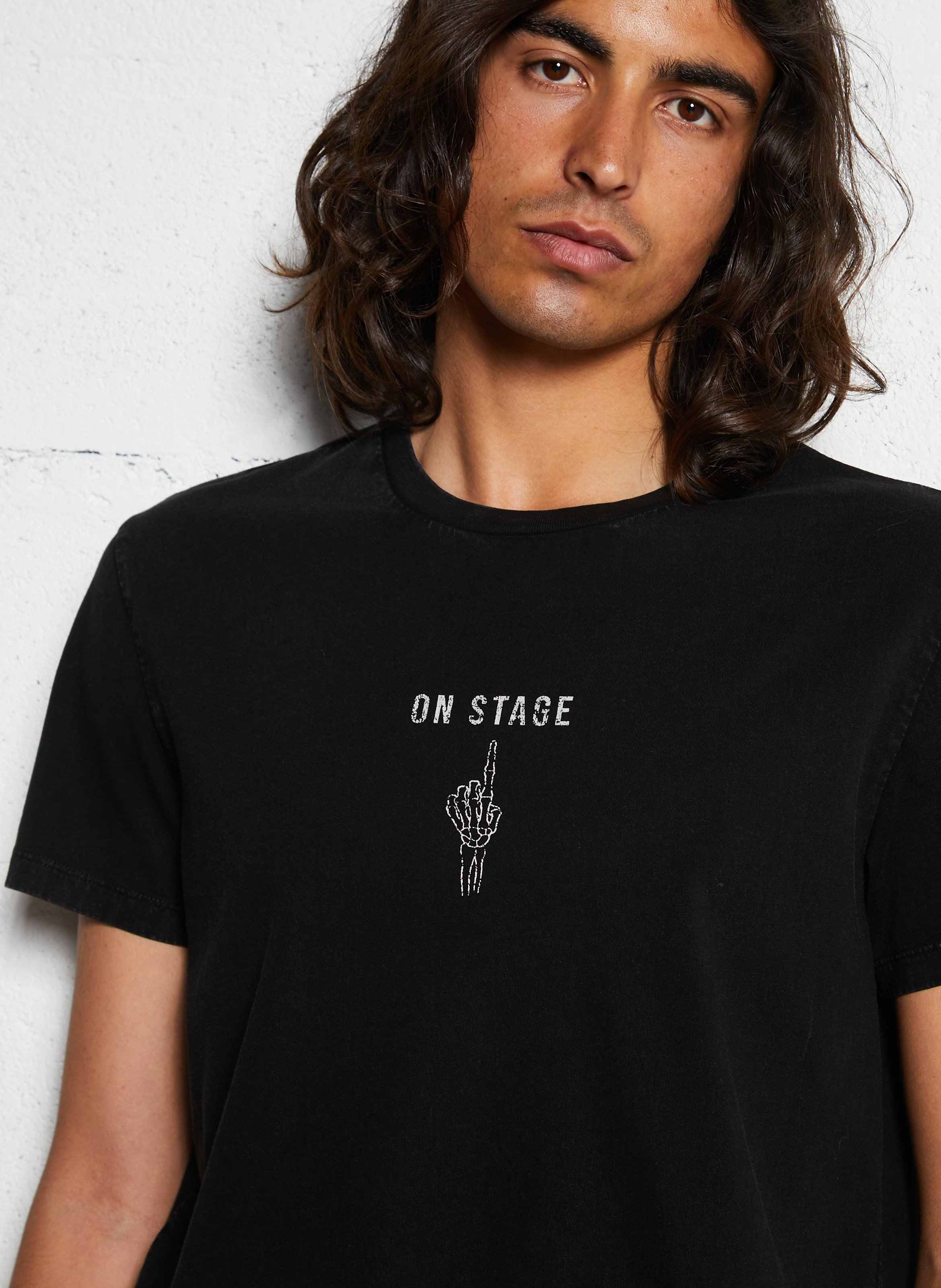 Tee-shirt droit en coton sérigraphié IKKS Noir