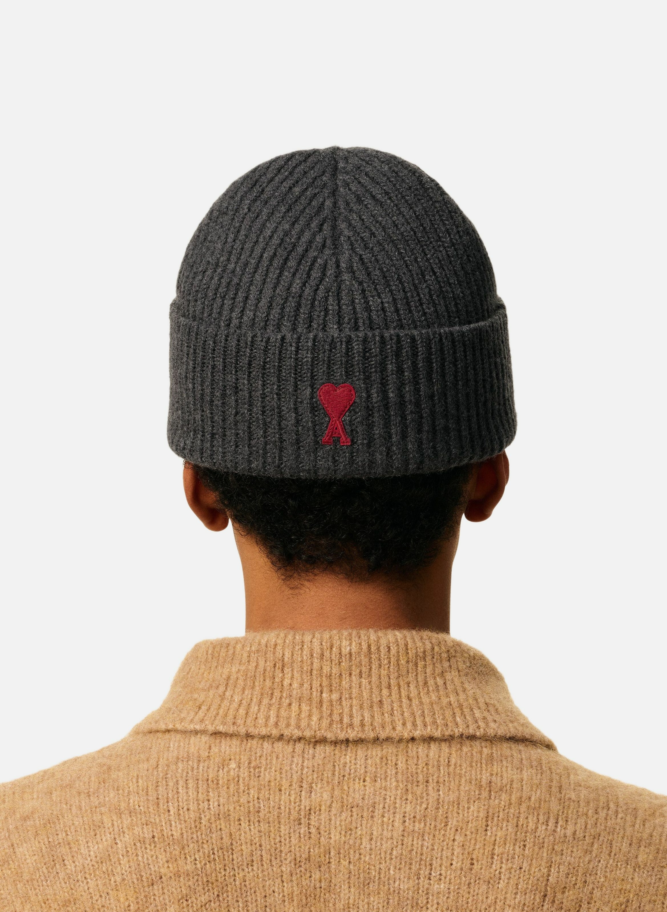 Bonnet ami de coeur rouge unisexe AMI PARIS Gris