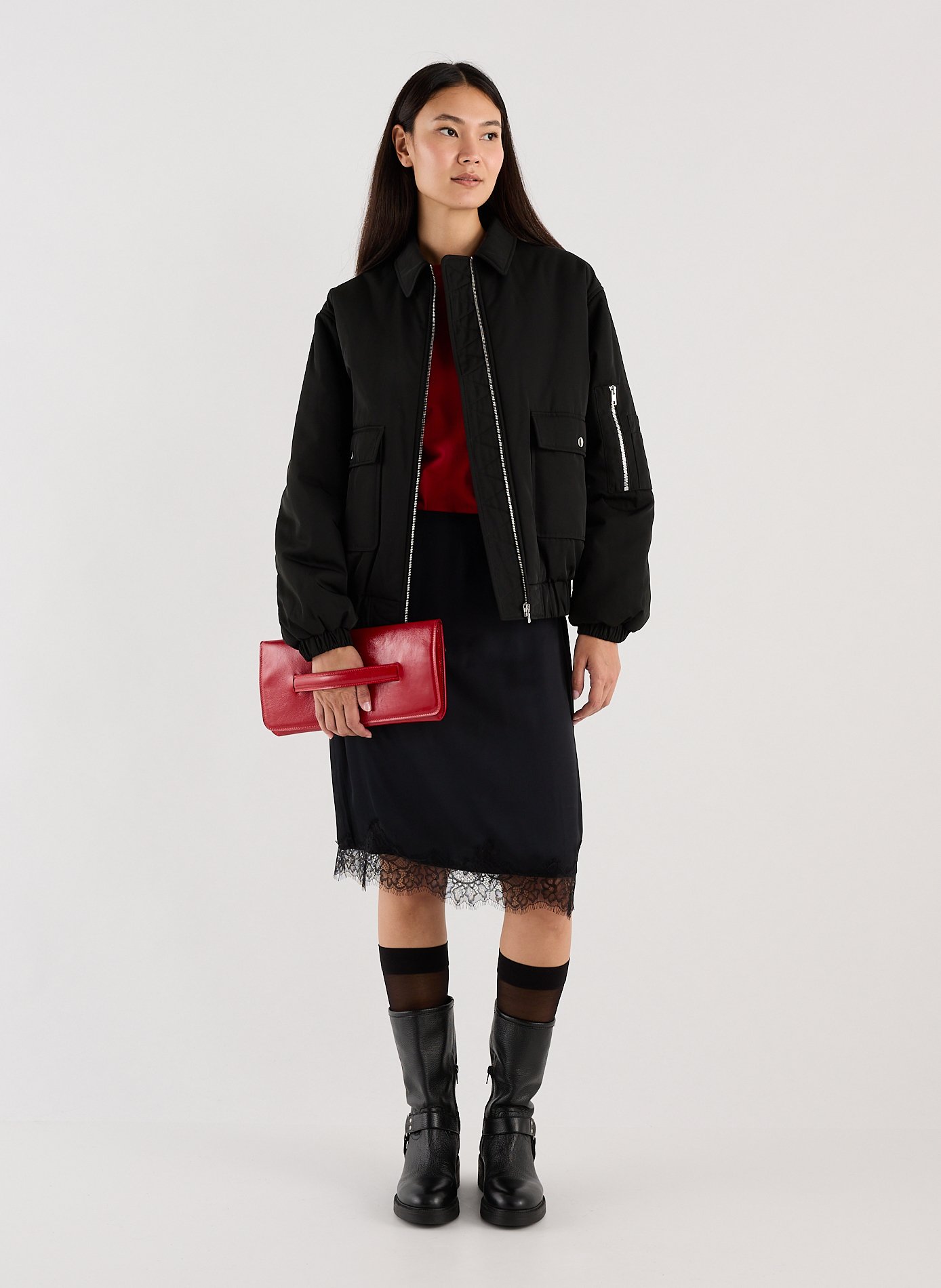 Veste bomber Womber courte col classique Noir