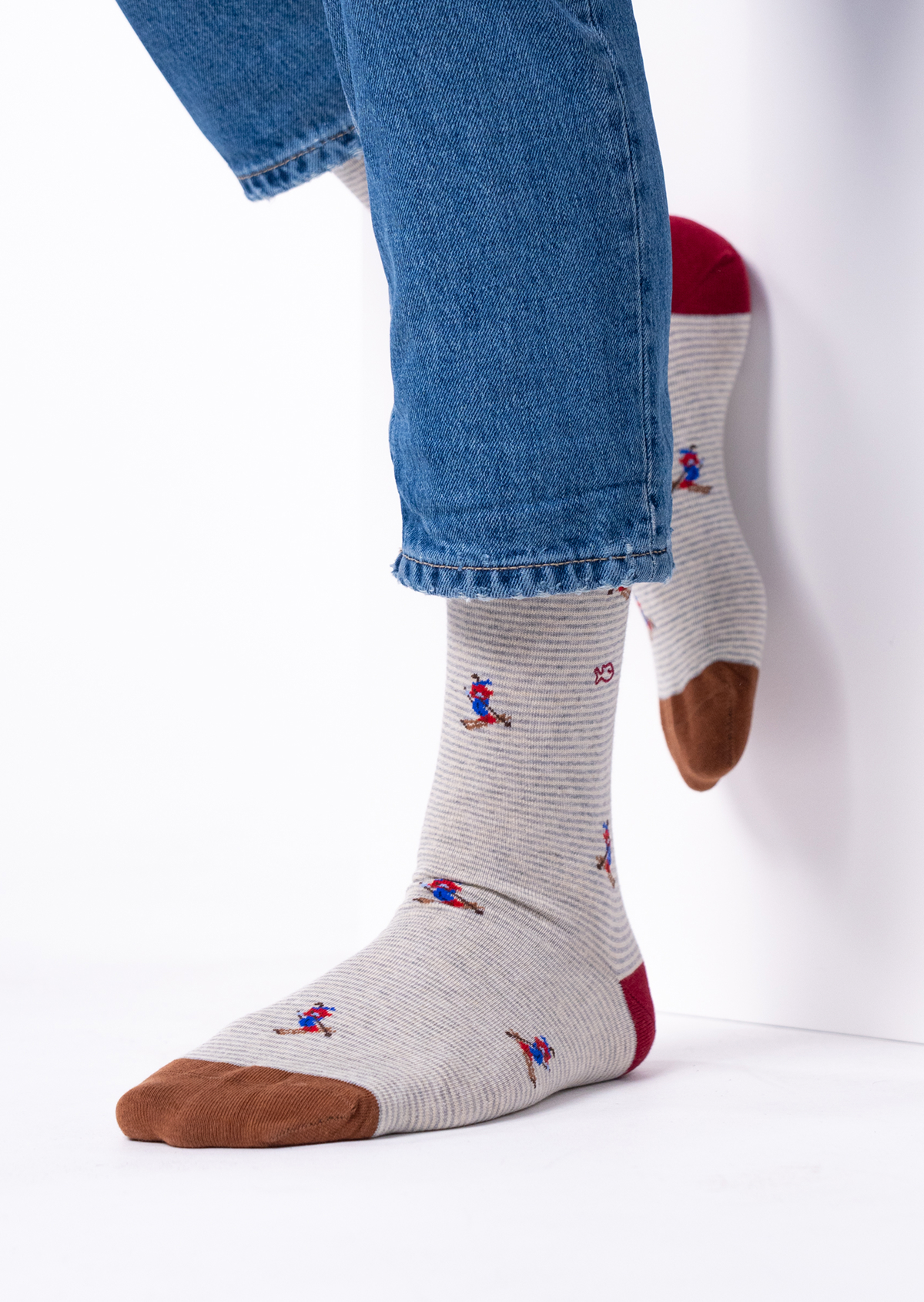 Chaussettes en coton peigné à motifs BILLYBELT Gris