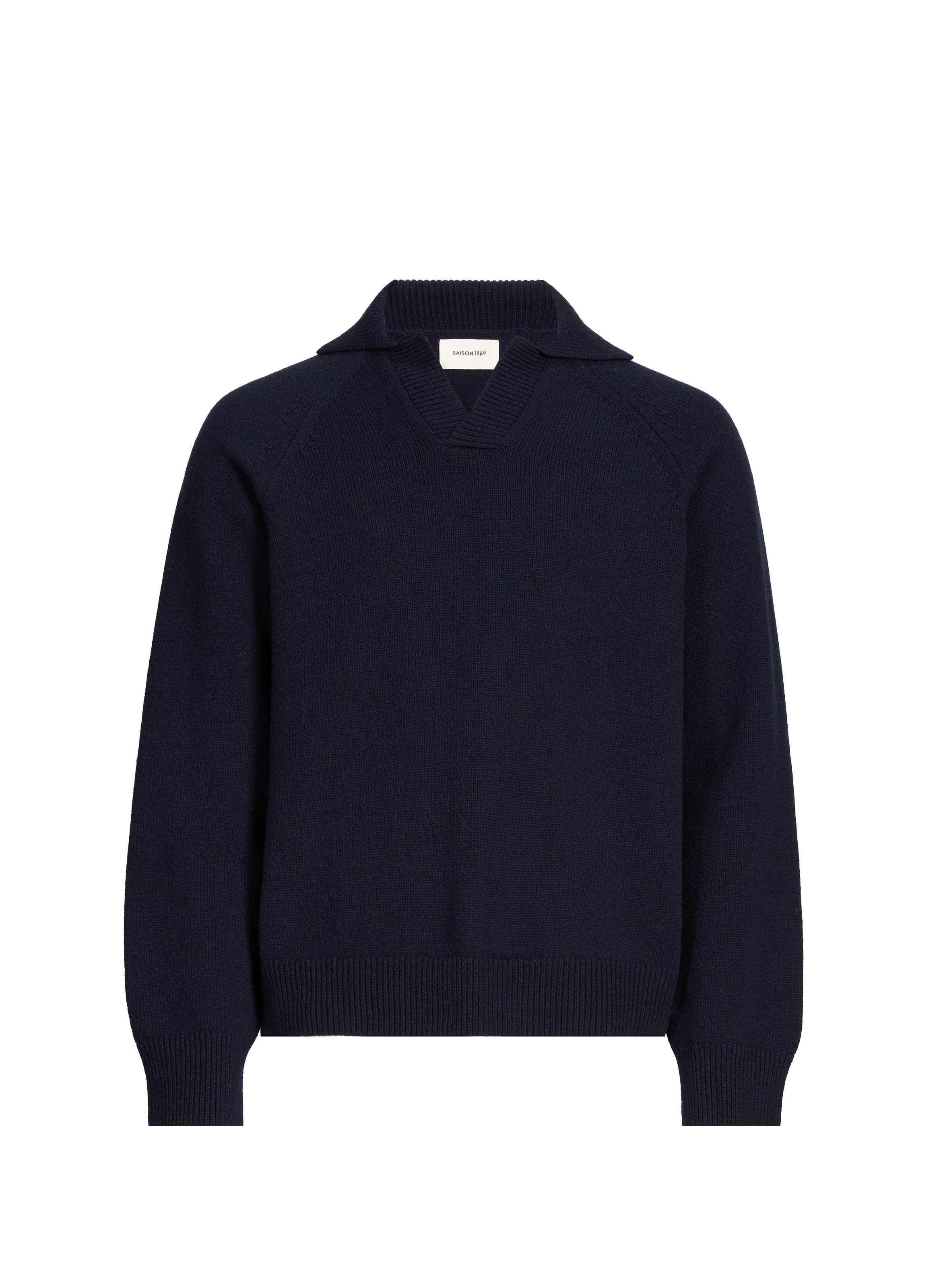 Pull côtelé Gone à col v en laine SAISON 1865 Bleu