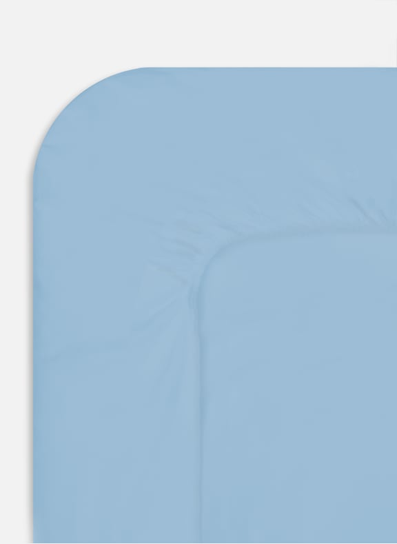 Fitted sheet in washed cotton percale. Blue by AU PRINTEMPS PARIS AU PRINTEMPS PARIS Fitted sheet in washed cotton percale. Blue