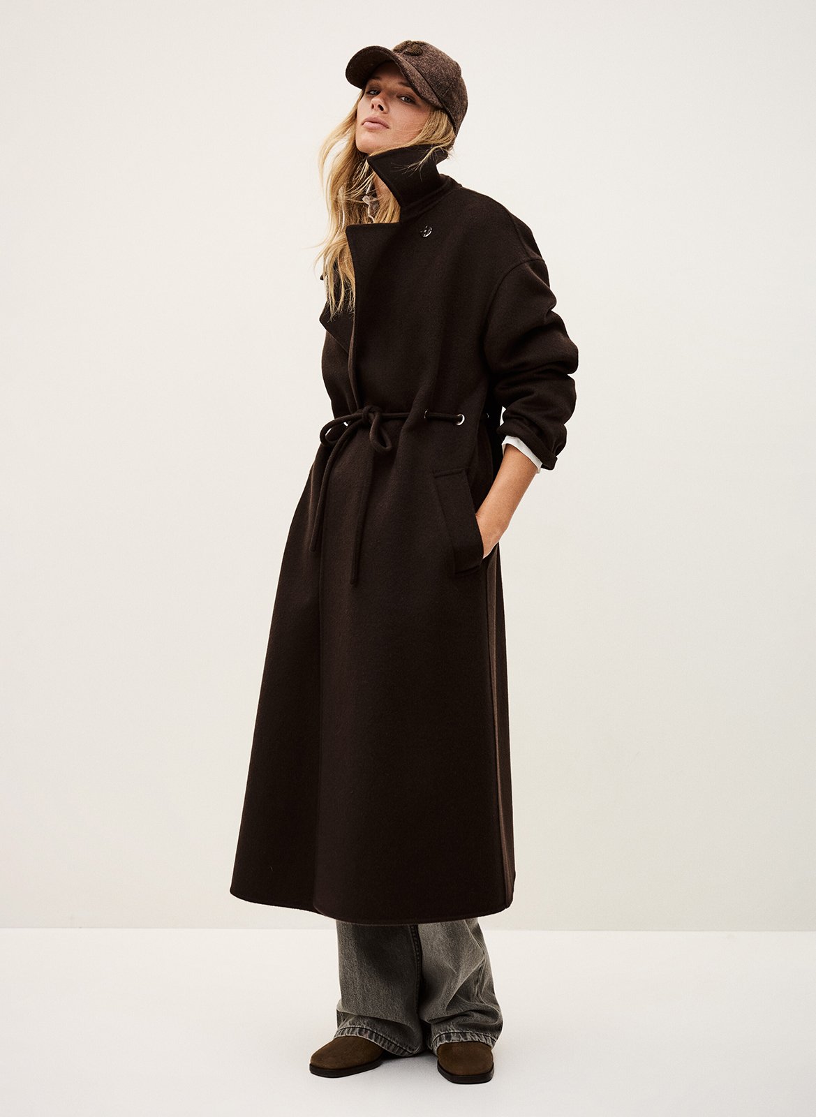 Long manteau en laine mélangée kate BA&SH Marron