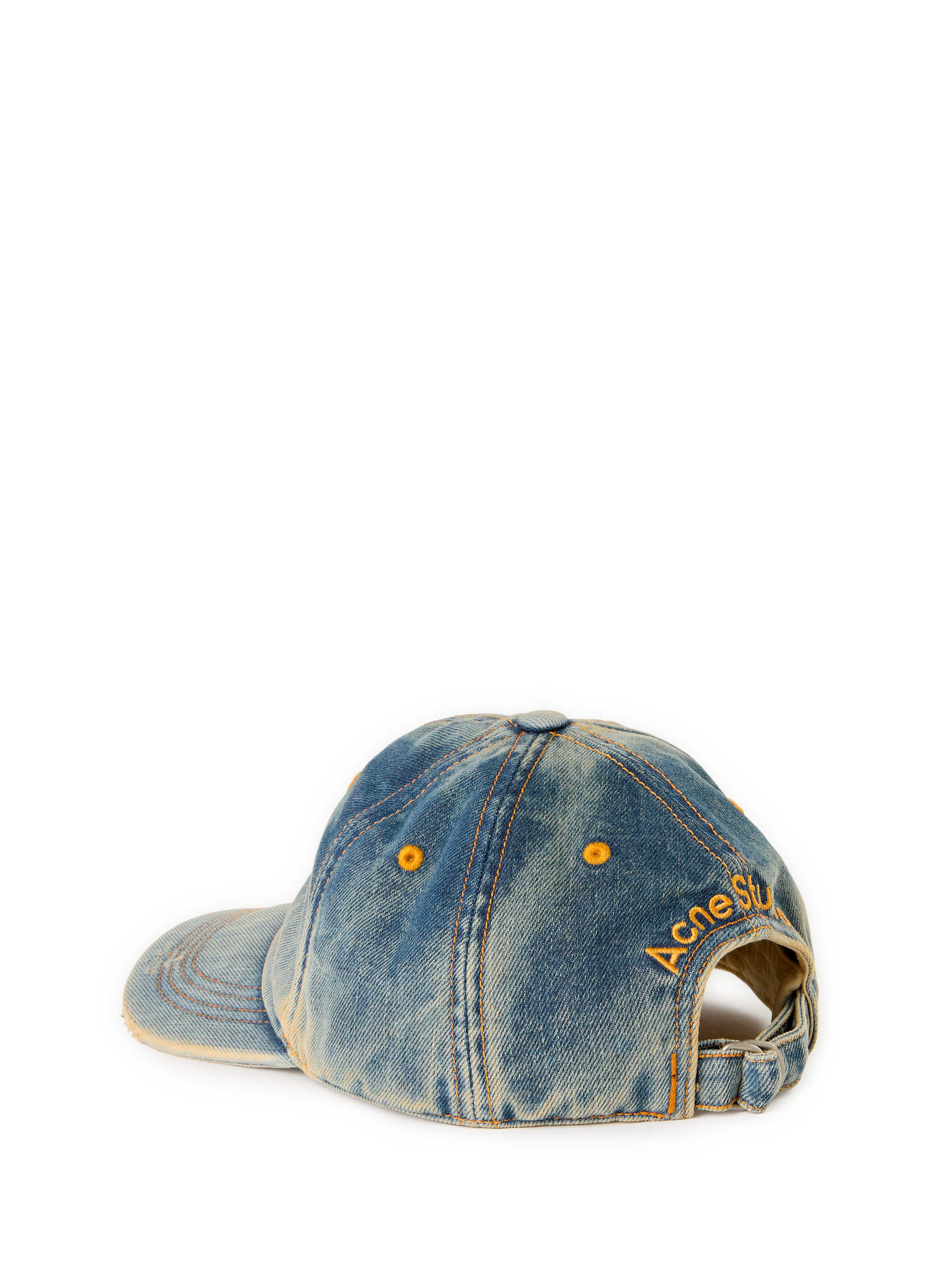 Casquette en denim délavé de coton ACNE STUDIOS Bleu