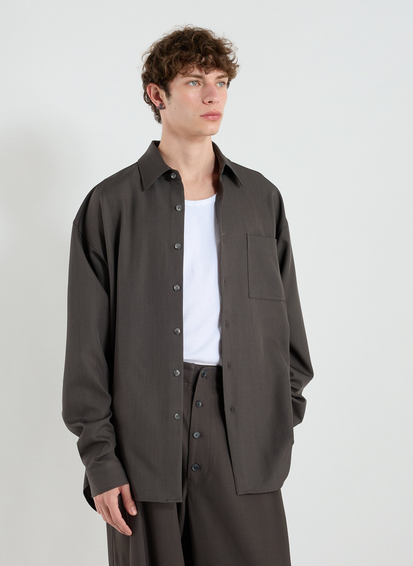 MERELY MADE Chemise large à col classique Gris