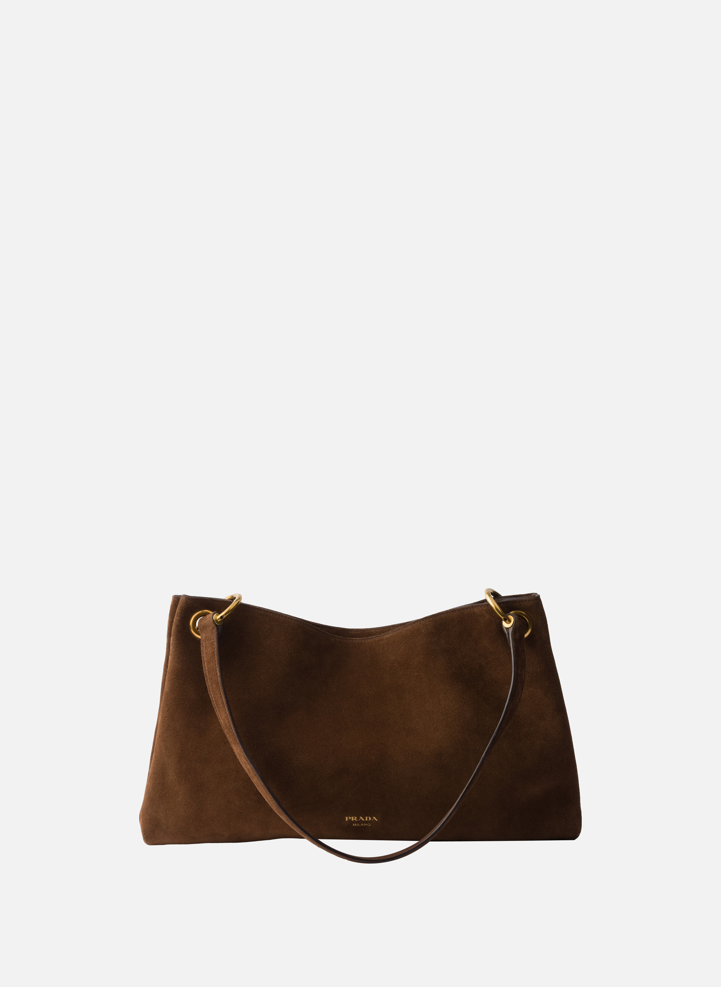 Grand sac porté épaule prada etude en daim PRADA Marron