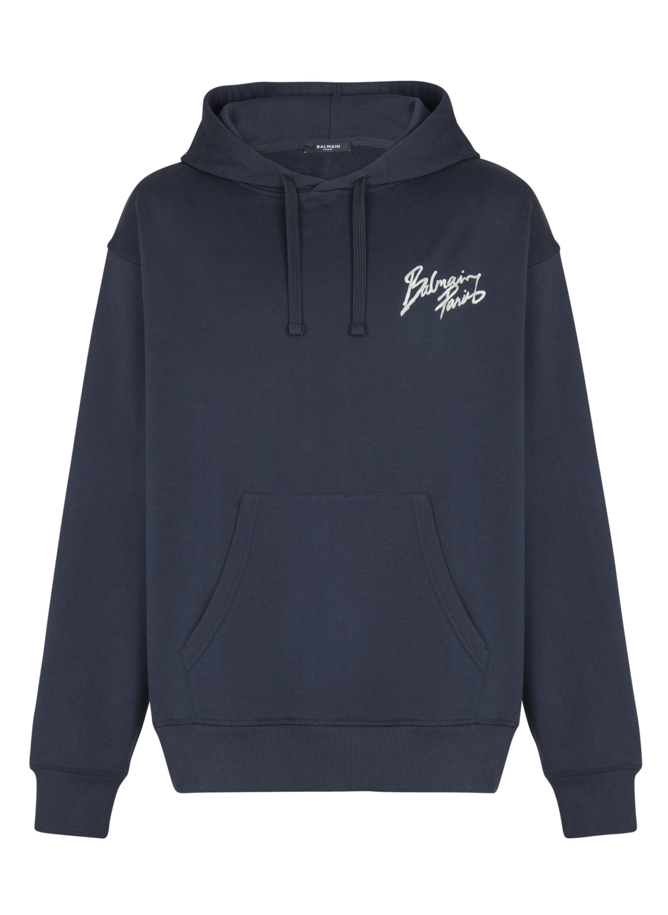 BALMAIN Hoodie à imprimé Bleu