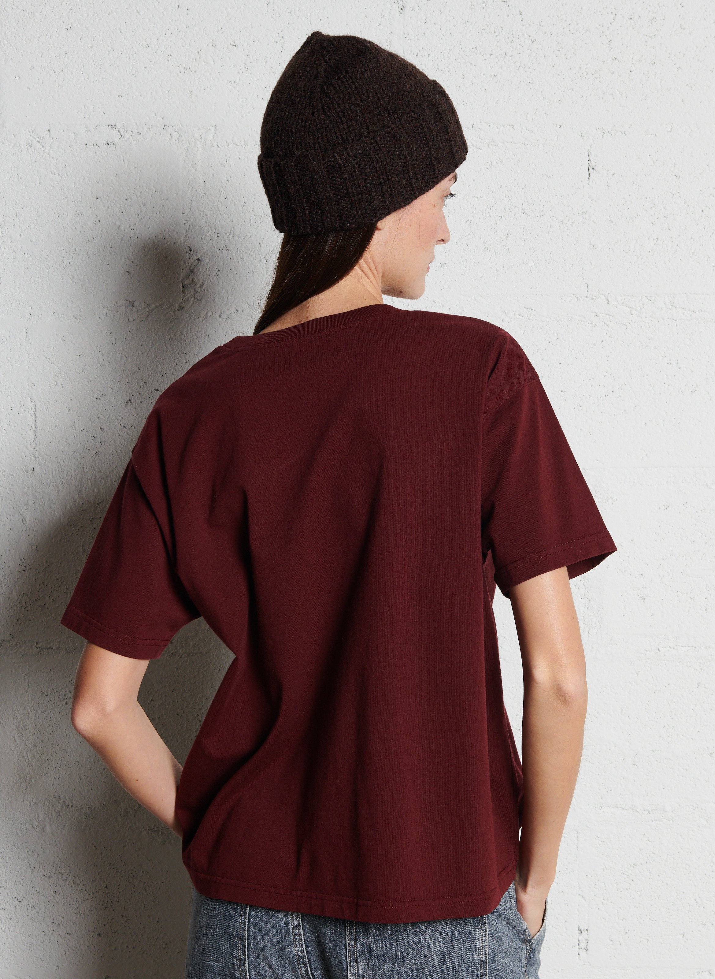 Tee-shirt ample col rond en coton fizvalley AMERICAN VINTAGE Rouge