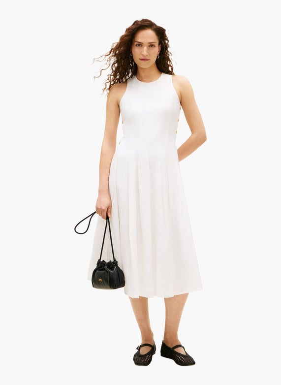 Linen-blend midi dress with buttons White Tommy hilfiger - Women | Printemps Linen-blend midi dress with buttons White Tommy hilfiger - Women | Printemps