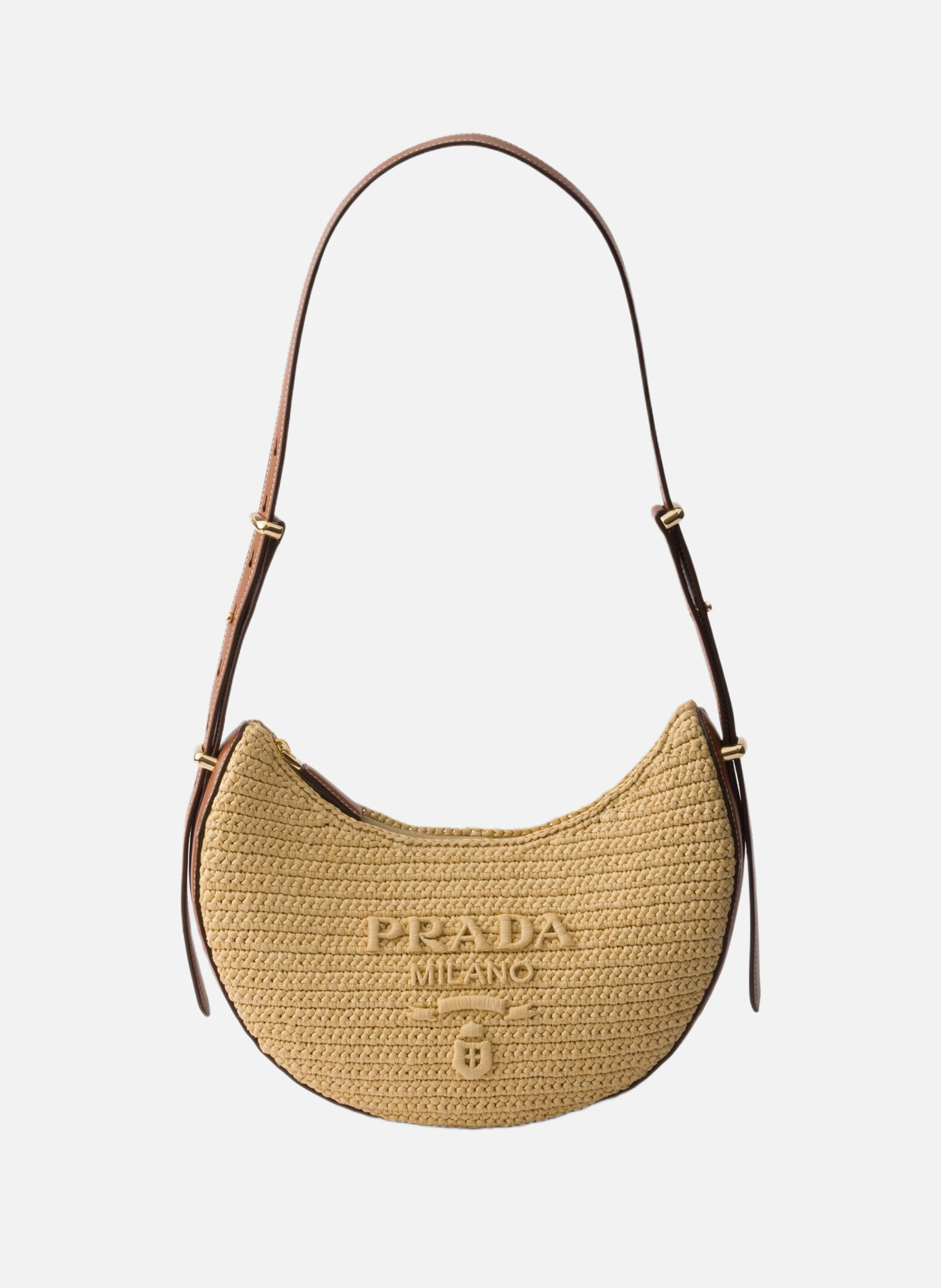 Petit sac prada arqué en crochet et cuir PRADA Beige