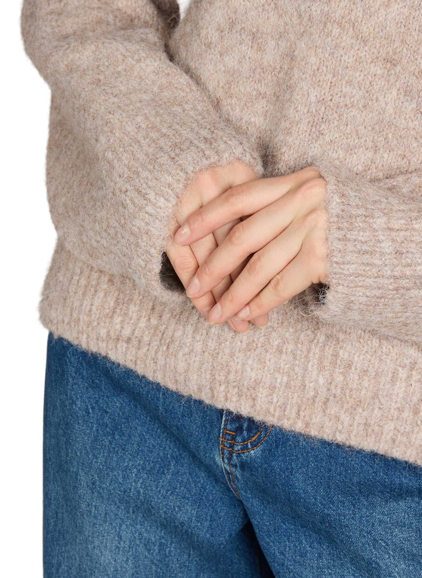 Oversized wool blend sweater OBJECT Beige