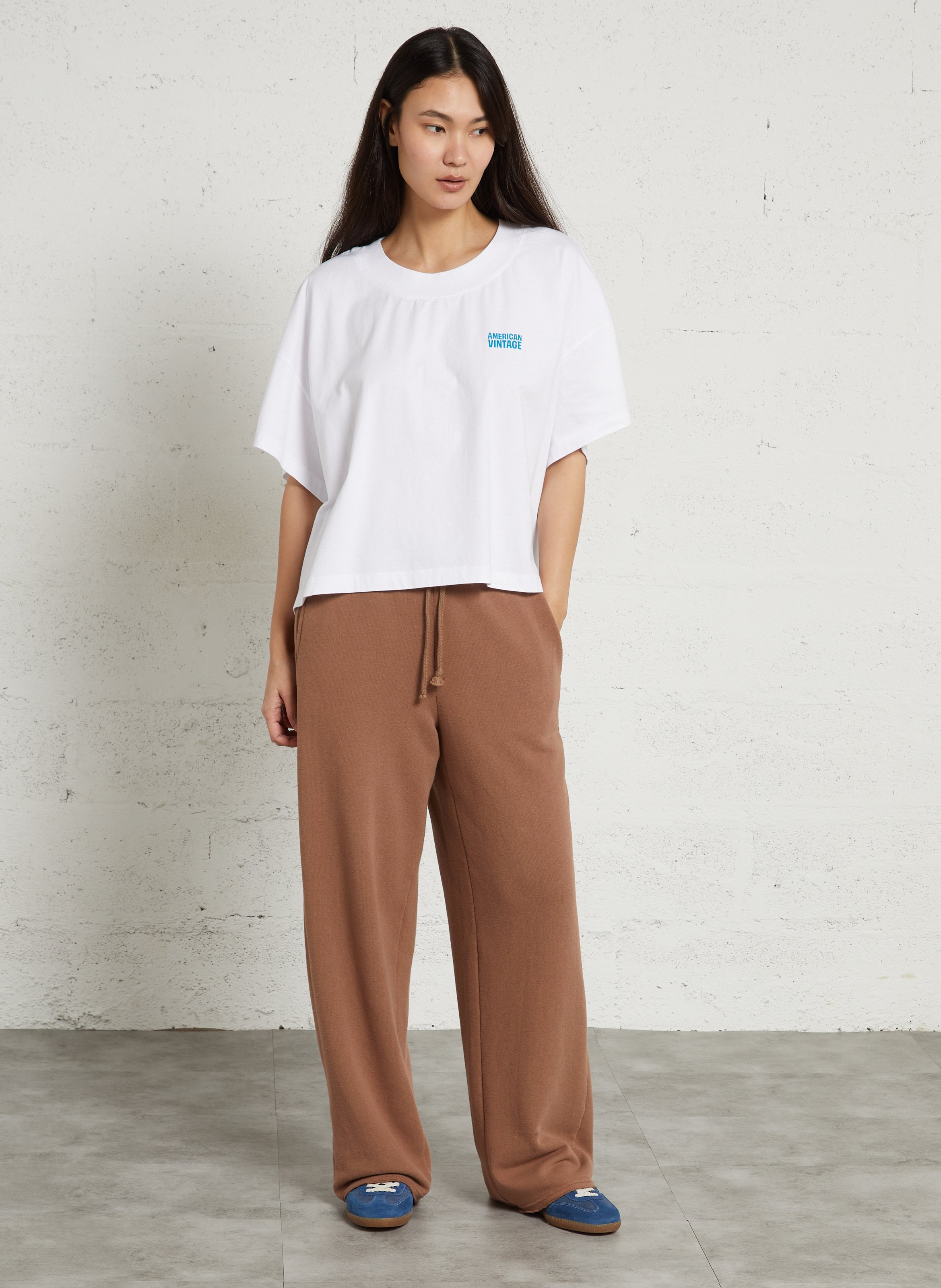 Tee-shirt oversize col rond en coton gixy AMERICAN VINTAGE Blanc