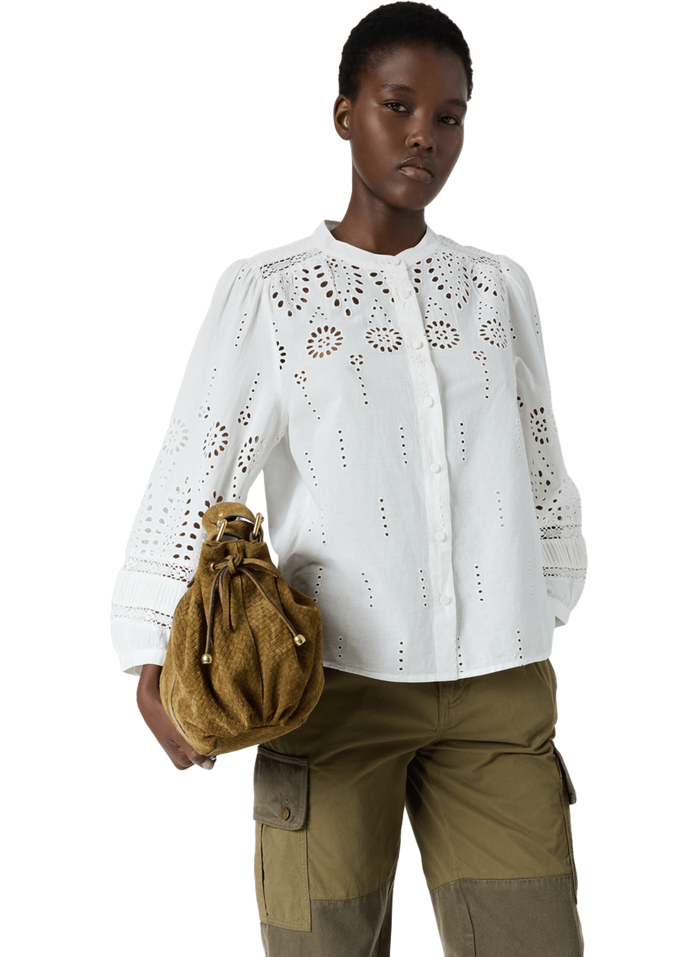 Chemise à broderies en coton - cybella GERARD DAREL Beige