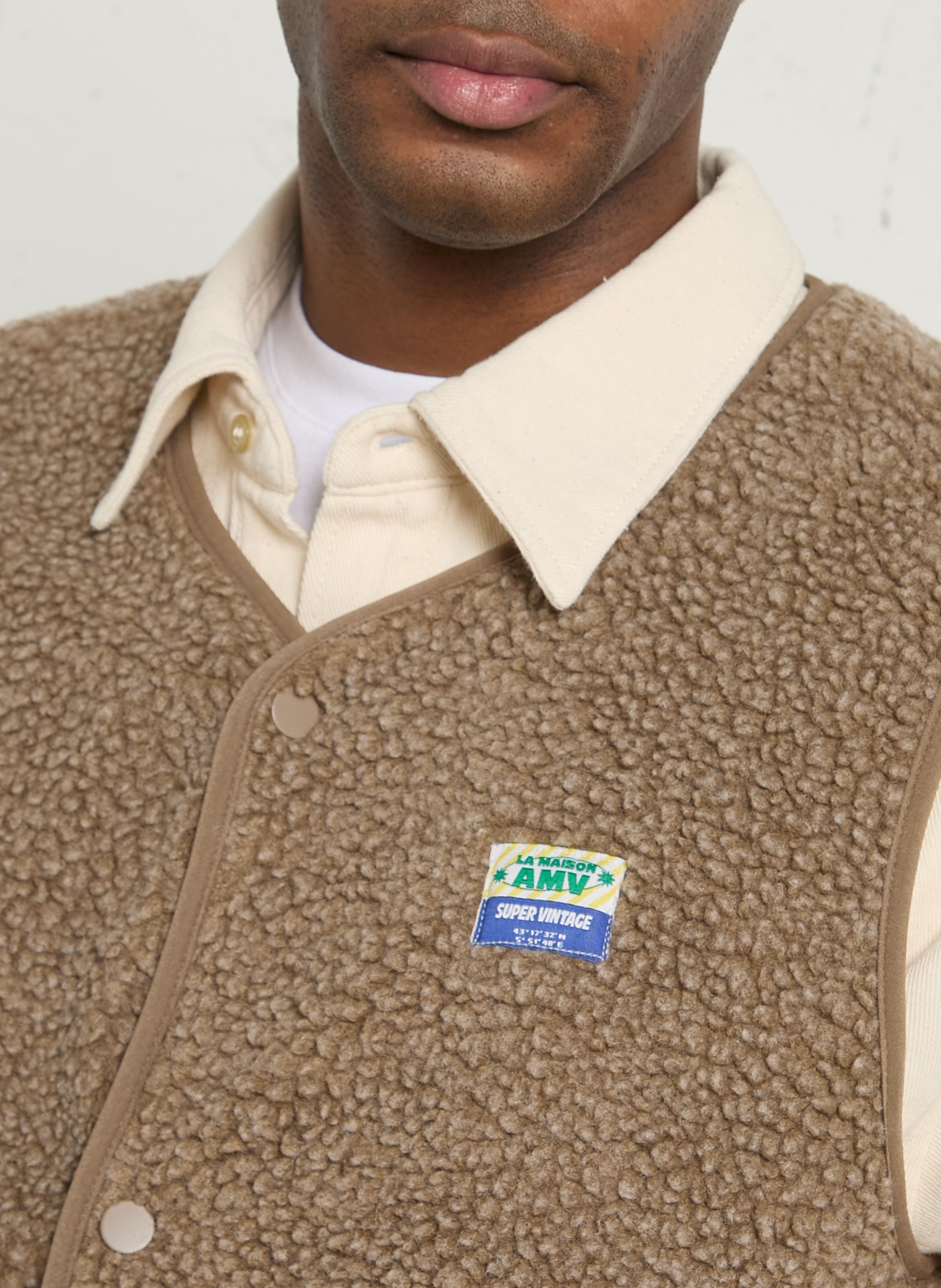 Veste col rond en sherpa hoktown AMERICAN VINTAGE Marron