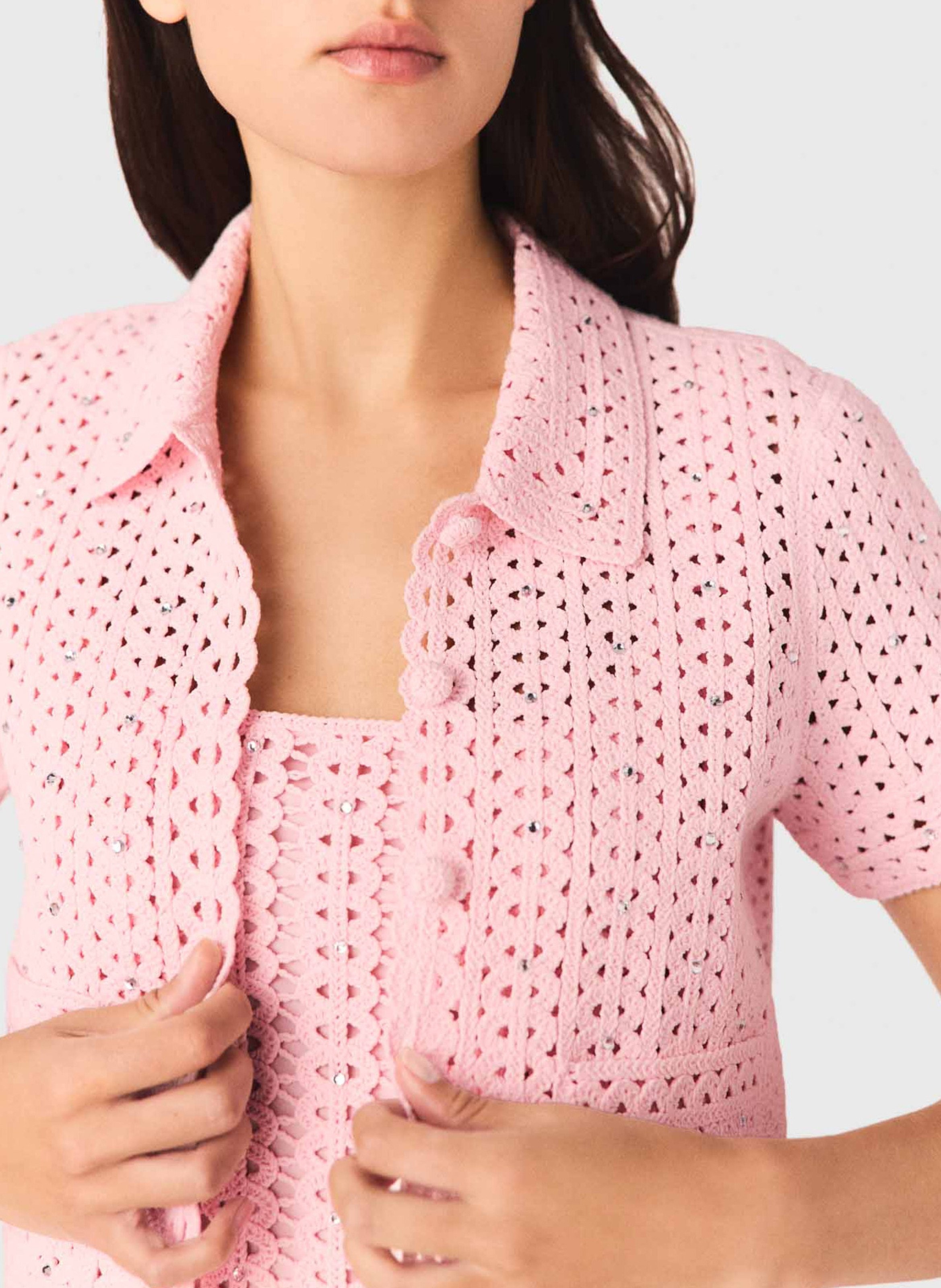 Cardigan droit en maille MAJE Rose