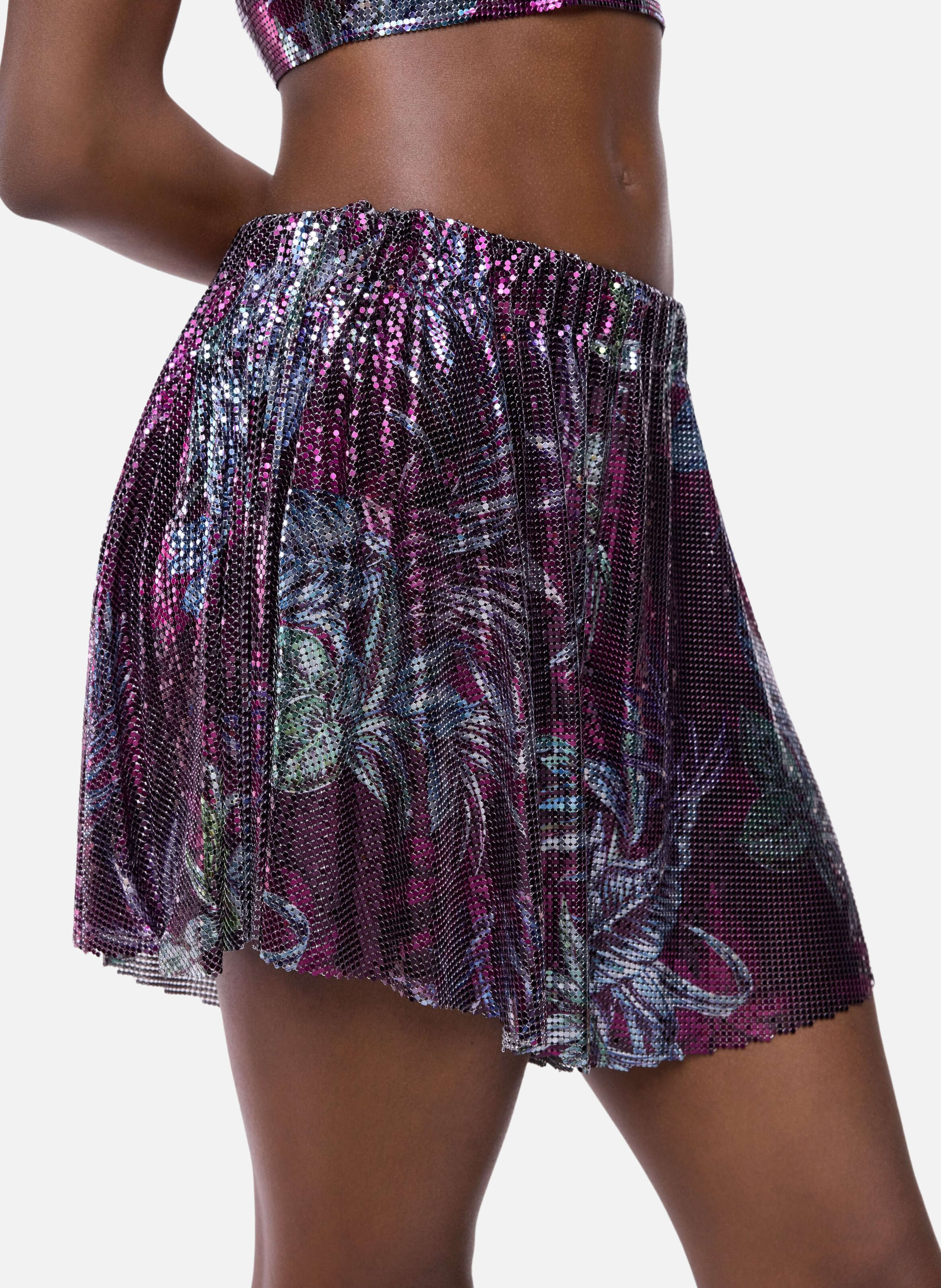 Short en mesh à imprimé palmiers RABANNE Bleu