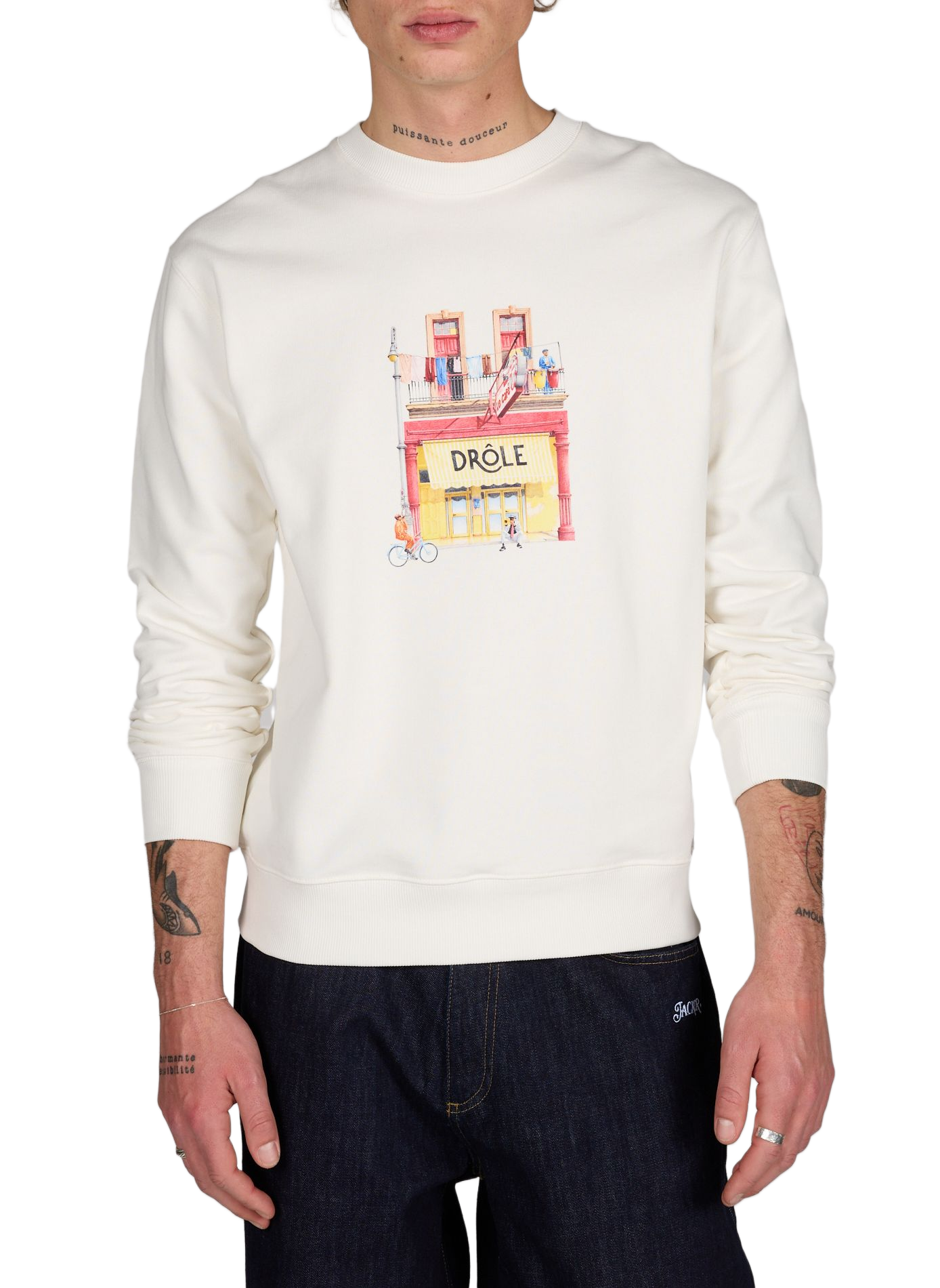 Graphic logo cotton sweatshirt DROLE DE MONSIEUR Beige
