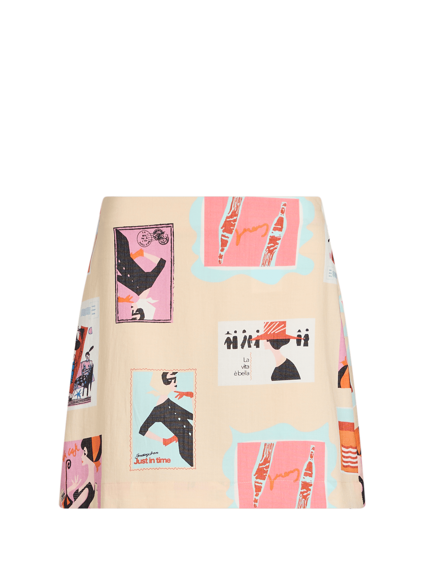 Jupe courte imprimée OBJECT Beige