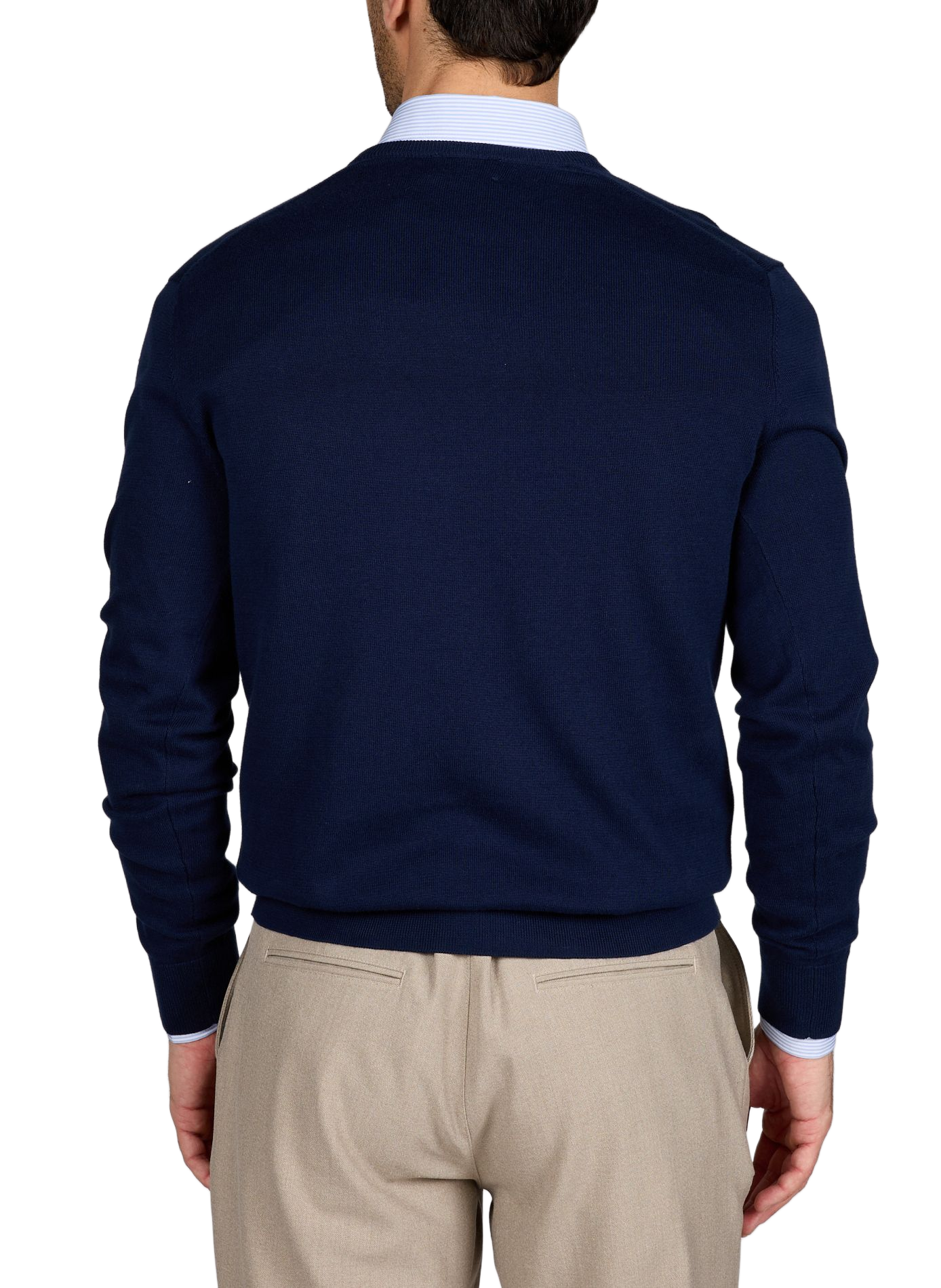 Pull col V en coton HACKETT Bleu