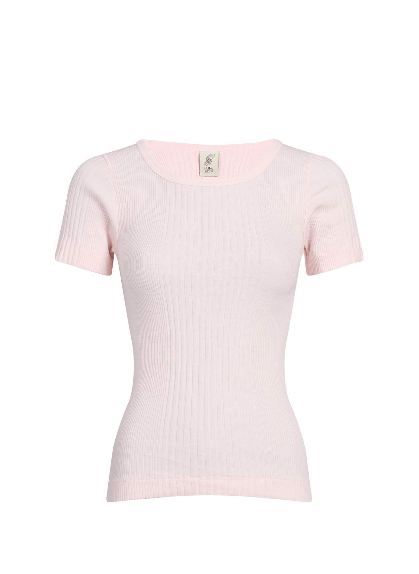 T-shirt Rani côtelé en coton PURE SUGAR Rose