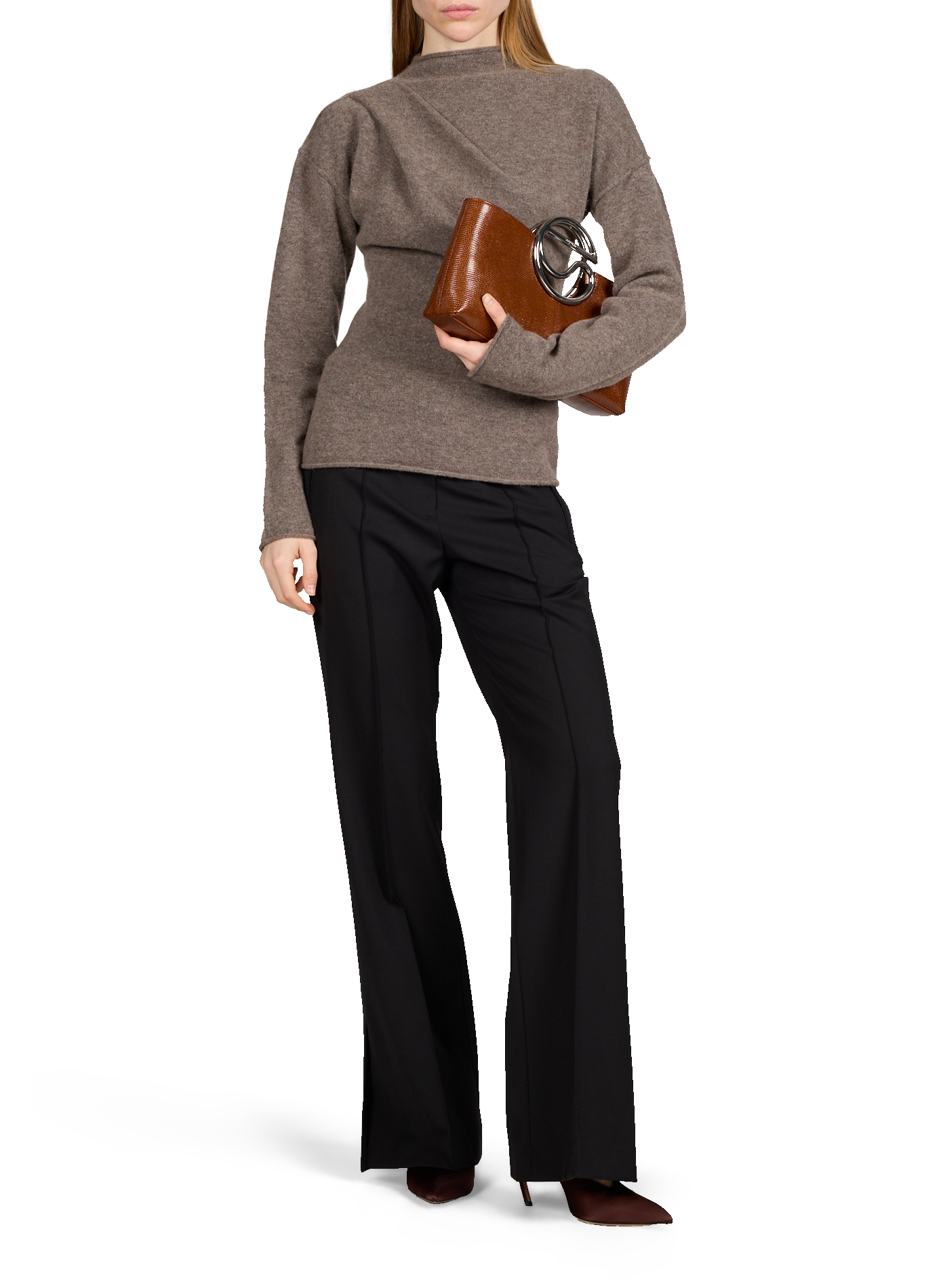 Sac à main en cuir de lézard COPERNI Marron