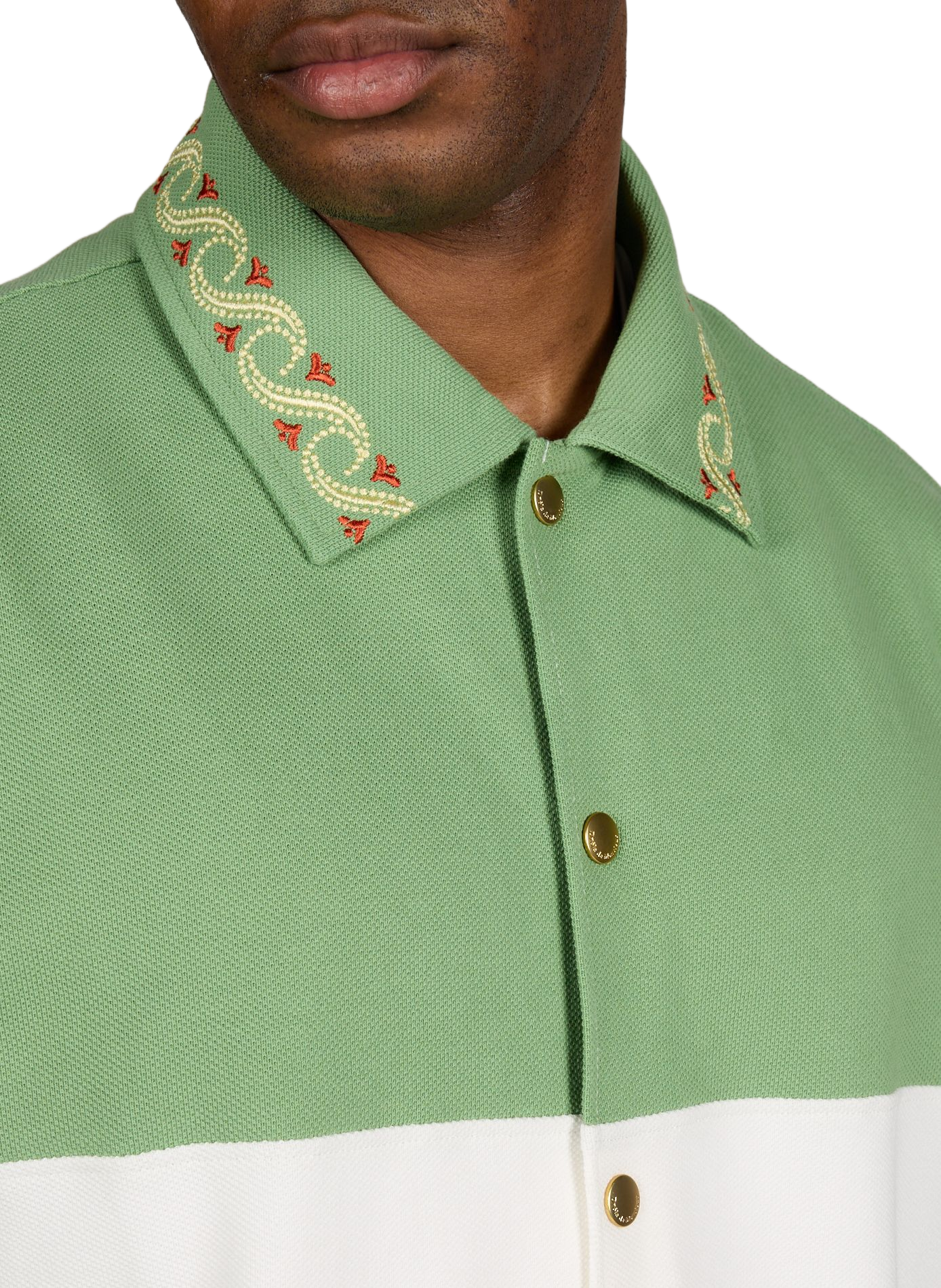 Knopfbejacke mit Stickereidetails aus Piqué-Baumwolle DROLE DE MONSIEUR Grun