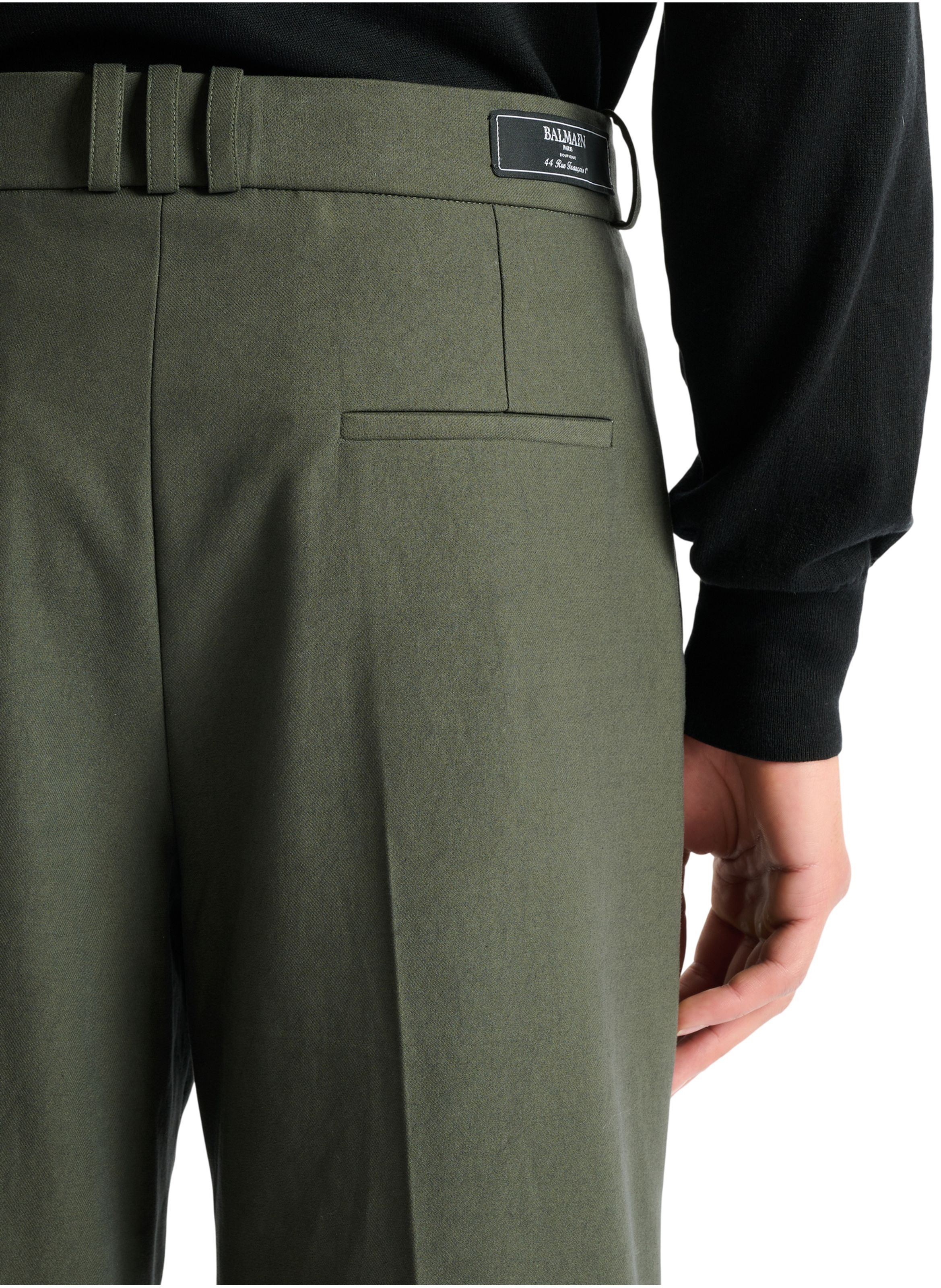 Pantalon en sergé de coton BALMAIN Vert