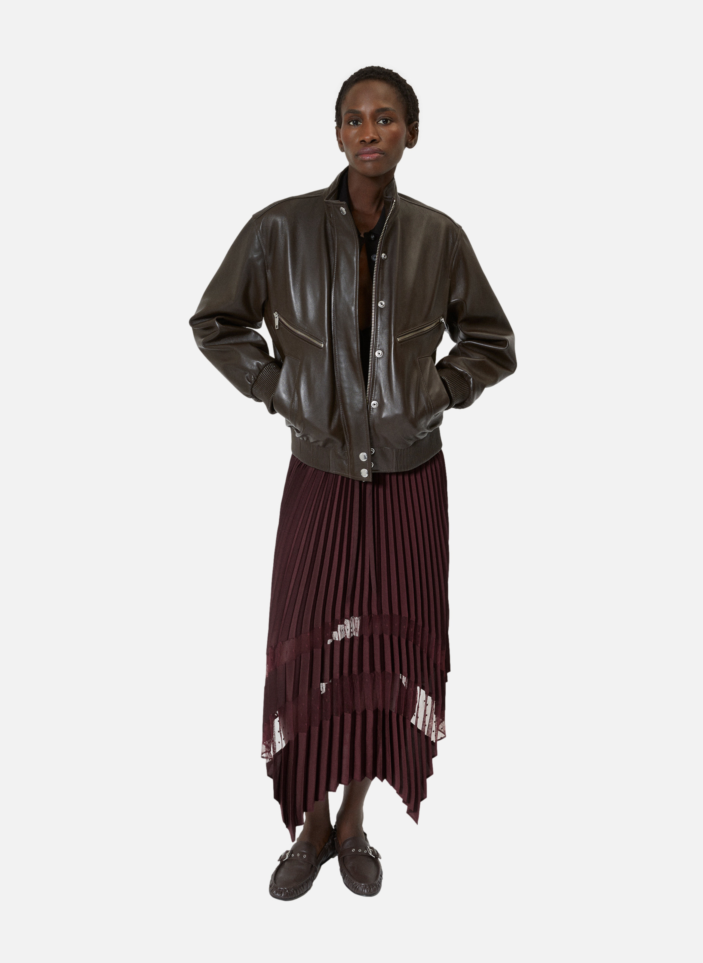 Jupe longue plissée THE KOOPLES Rouge