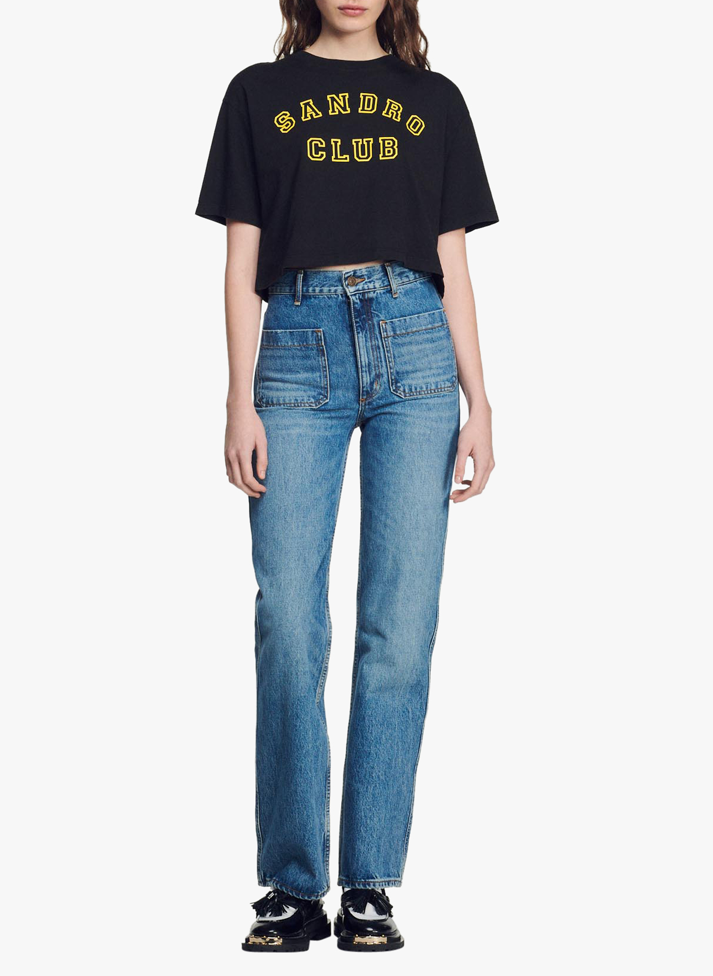 Jean bootcut en coton SANDRO Bleu