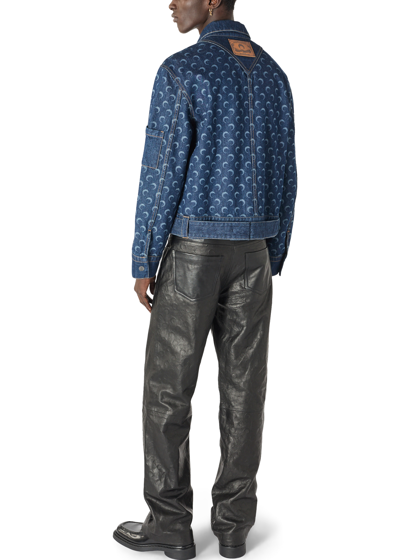 Veste trucker ceinturée en denim bleu nuit unisexe MARINE SERRE Bleu