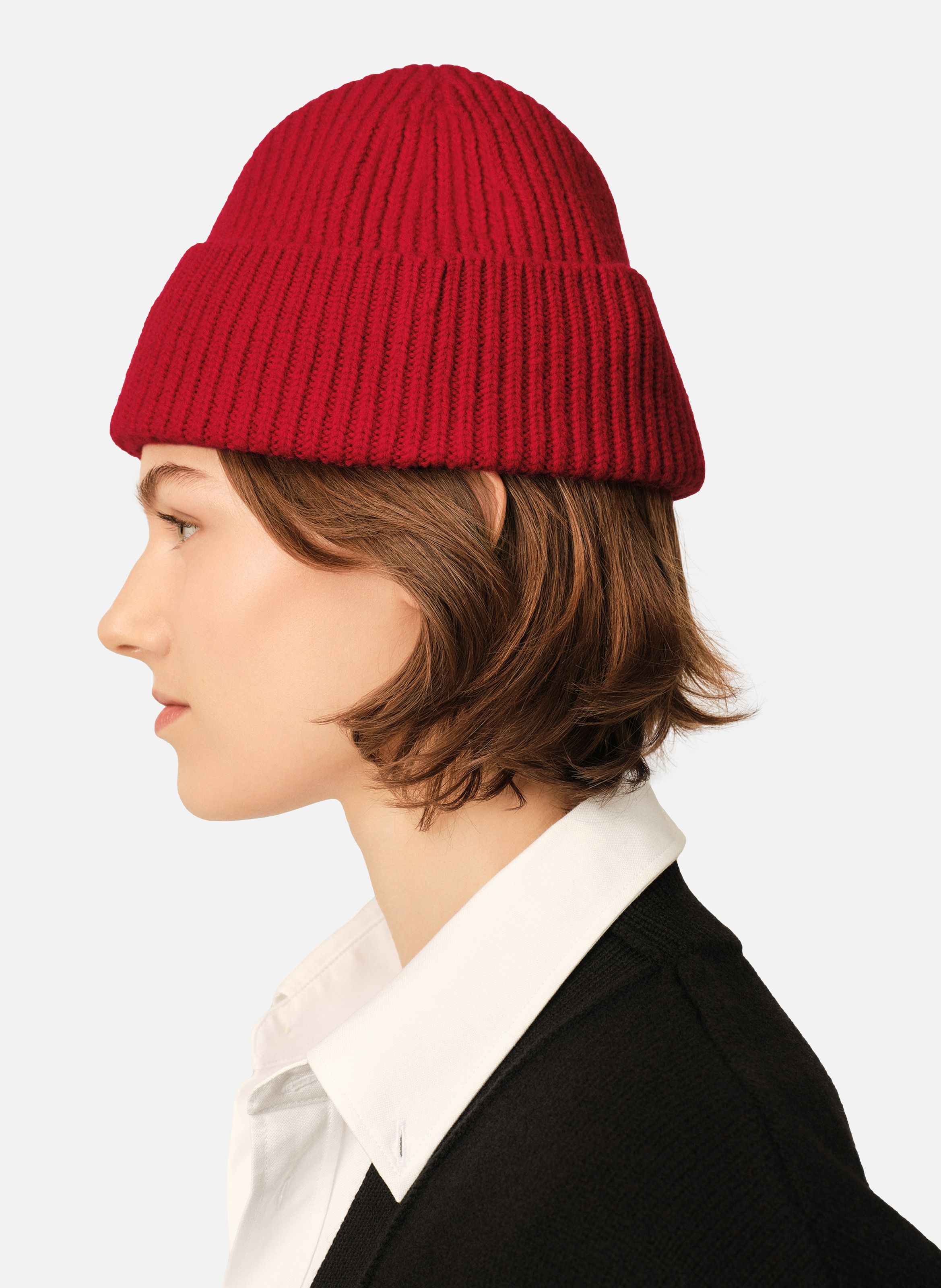 Bonnet unisexe en laine ami de coeur AMI PARIS Rouge