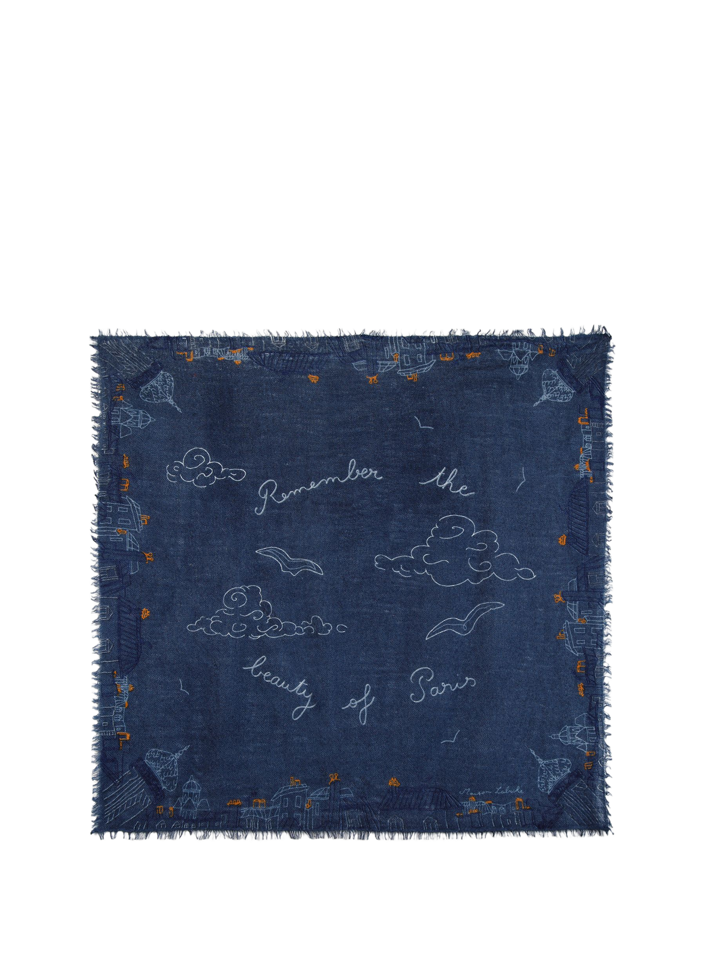 Printed Cashmere Scarf MAISON LABICHE Blue
