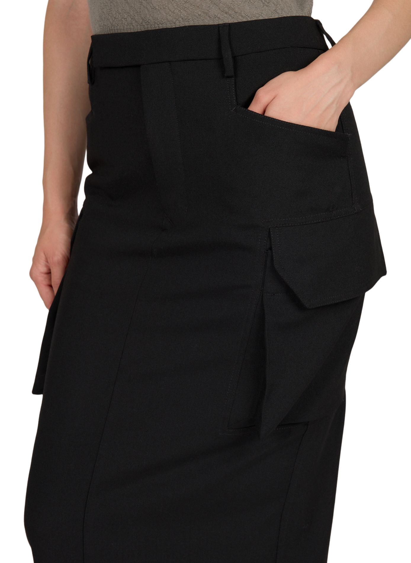 Eng anliegender langer Wollrock RICK OWENS Schwarz