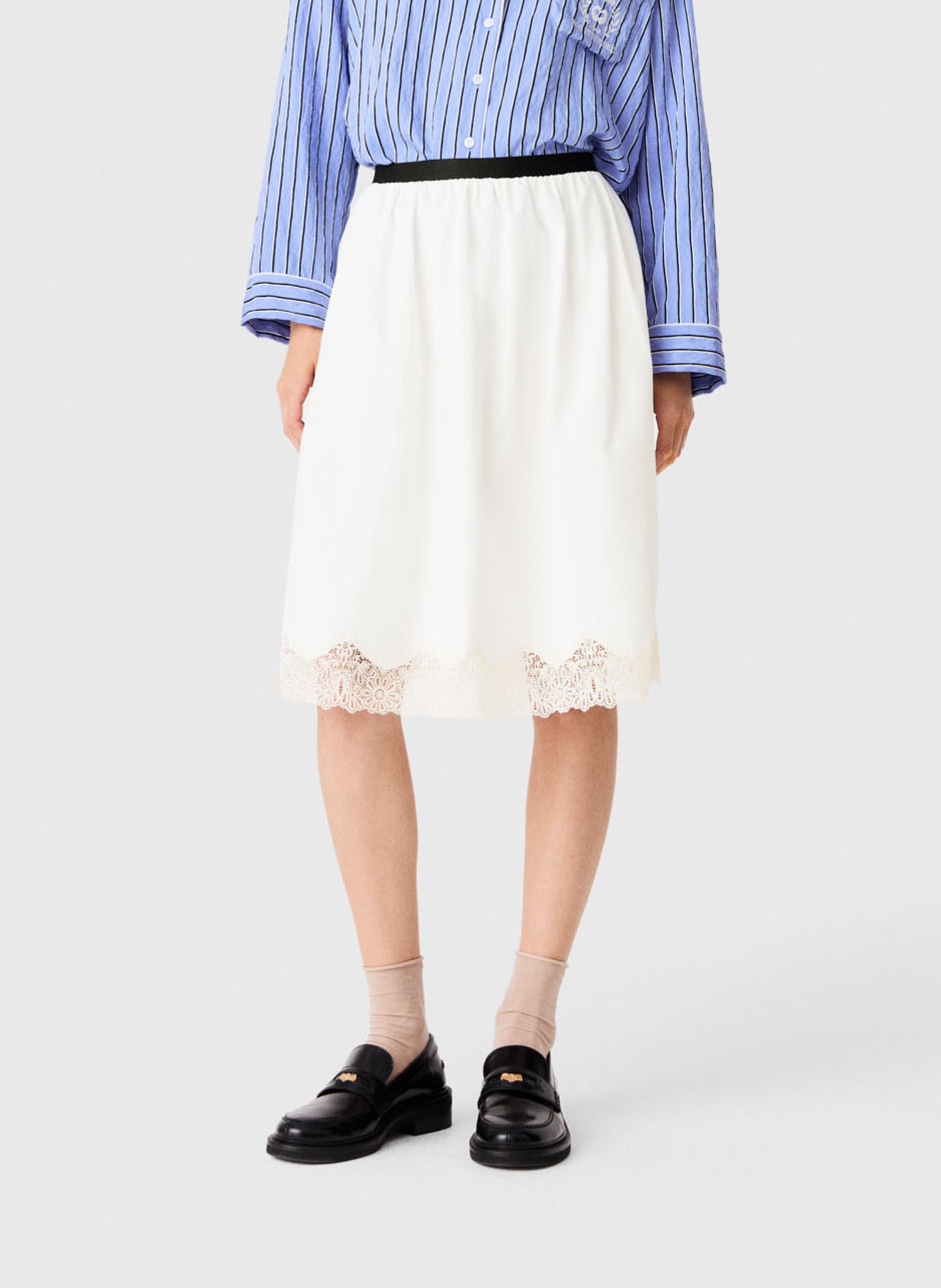 Jupe courte évasée en coton MAJE Blanc