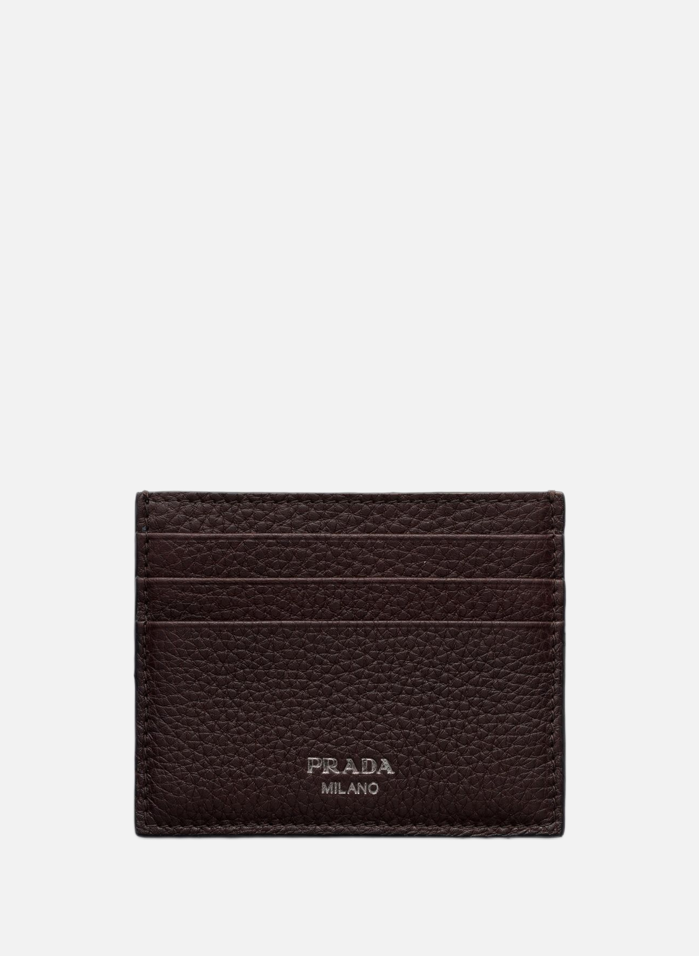 Porte-cartes en cuir PRADA Marron