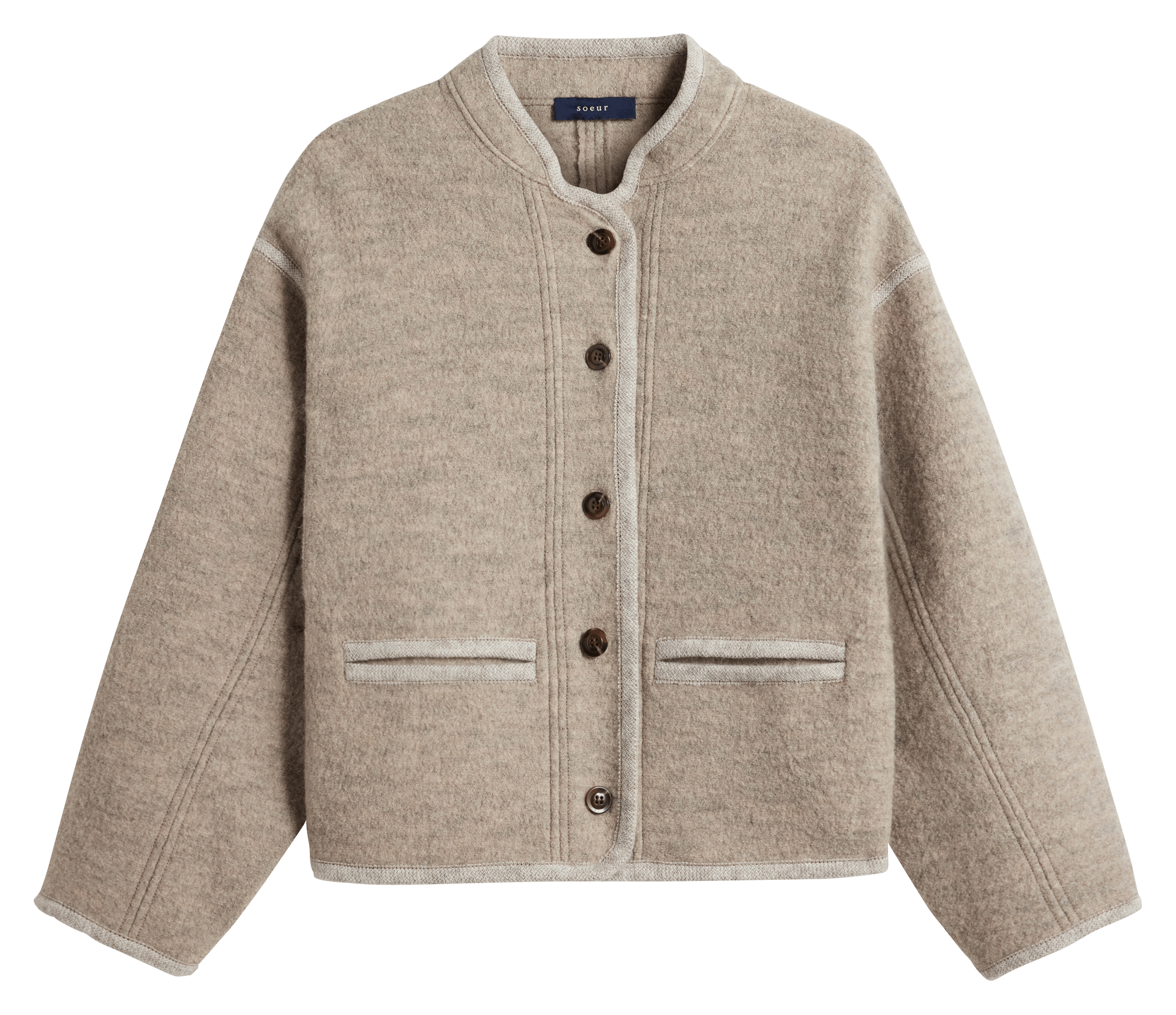 Veste droite en laine olympe SOEUR Beige