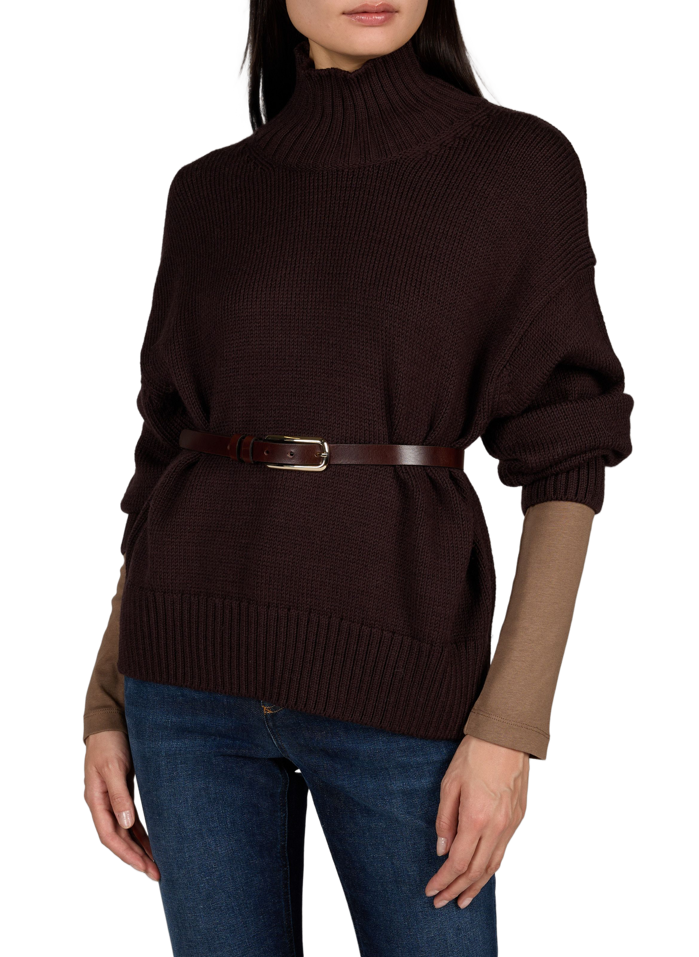 Wool and alpaca jumper  CLOSED Brown