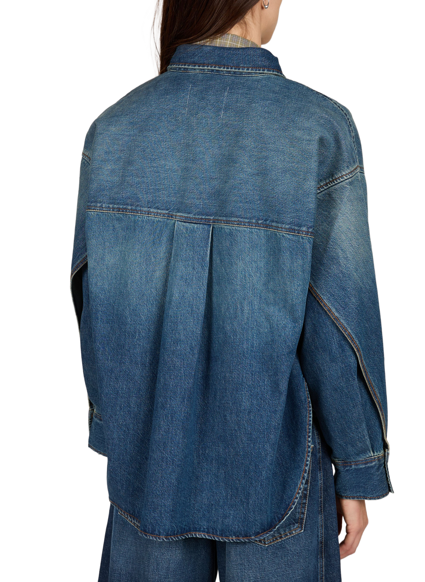 Loose-fit denim shirt with classic collar in cotton CLOSED Blue
