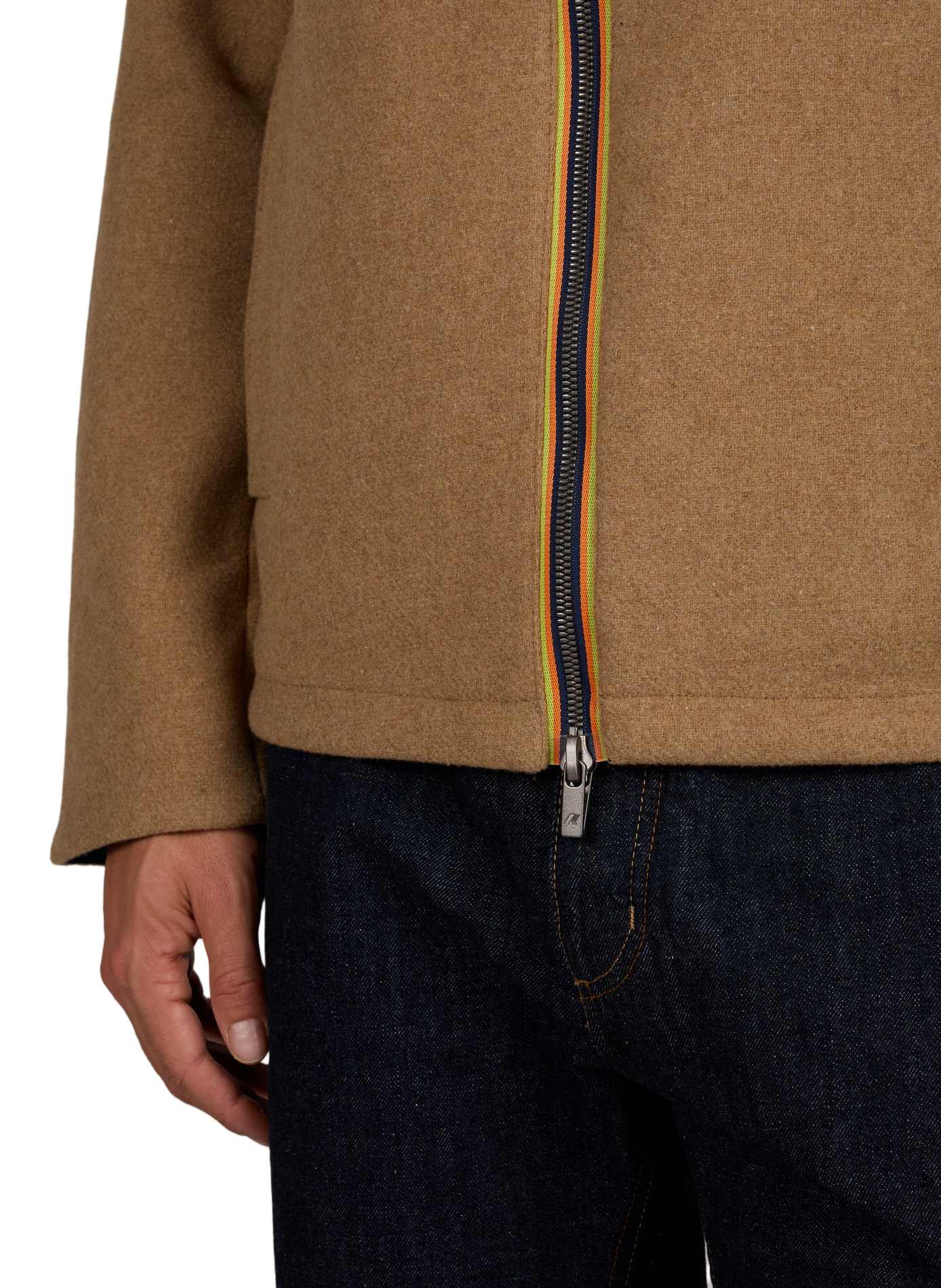 Reversible straight-cut jacket in a wool blend K-WAY Beige